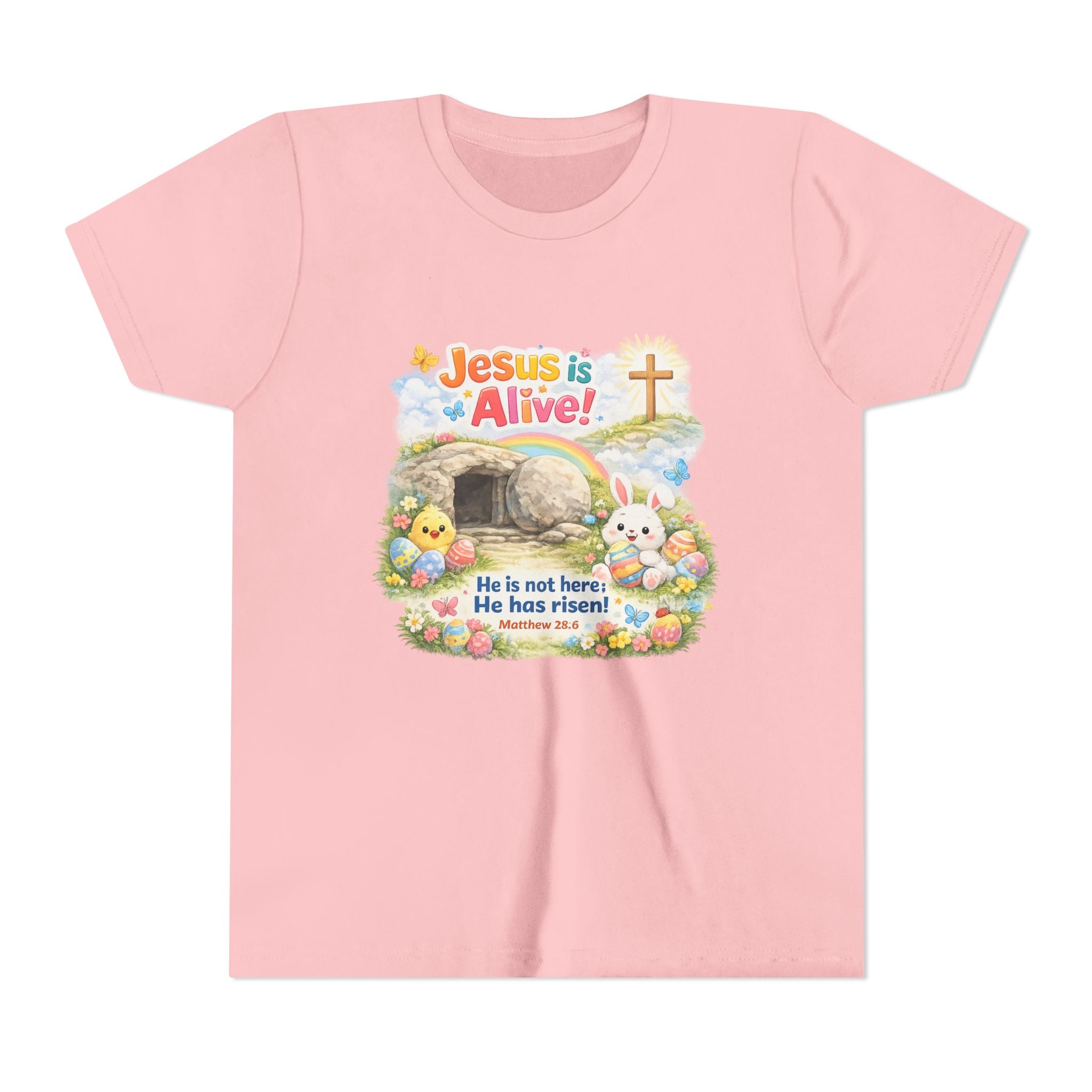 Youth Tee — "Jesus is Alive! He is not here; He has risen" Easter Kids T‑Shirt