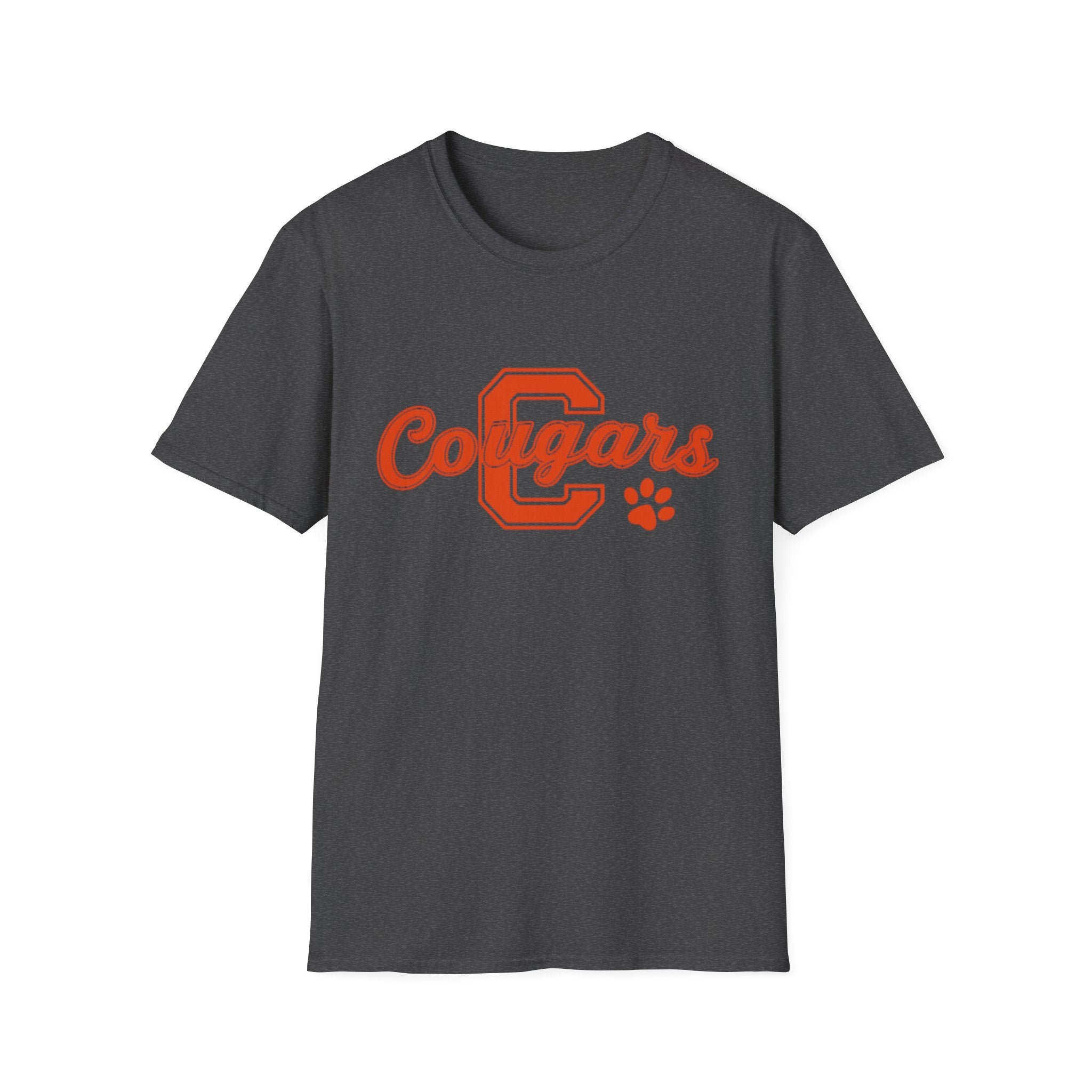 Cougars Retro C Letter T-Shirt — Vintage Script Paw School Spirit Tee
