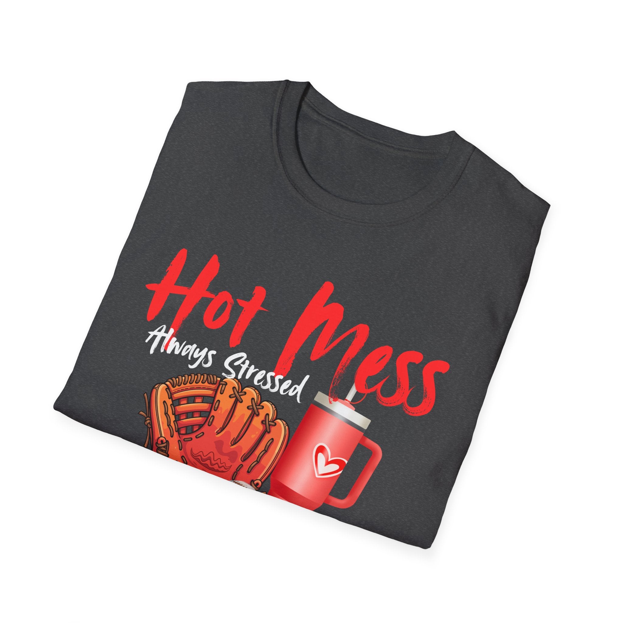 Hot Mess Baseball Mama T-Shirt — “Hot Mess, Definitely Blessed” Graphic Tee