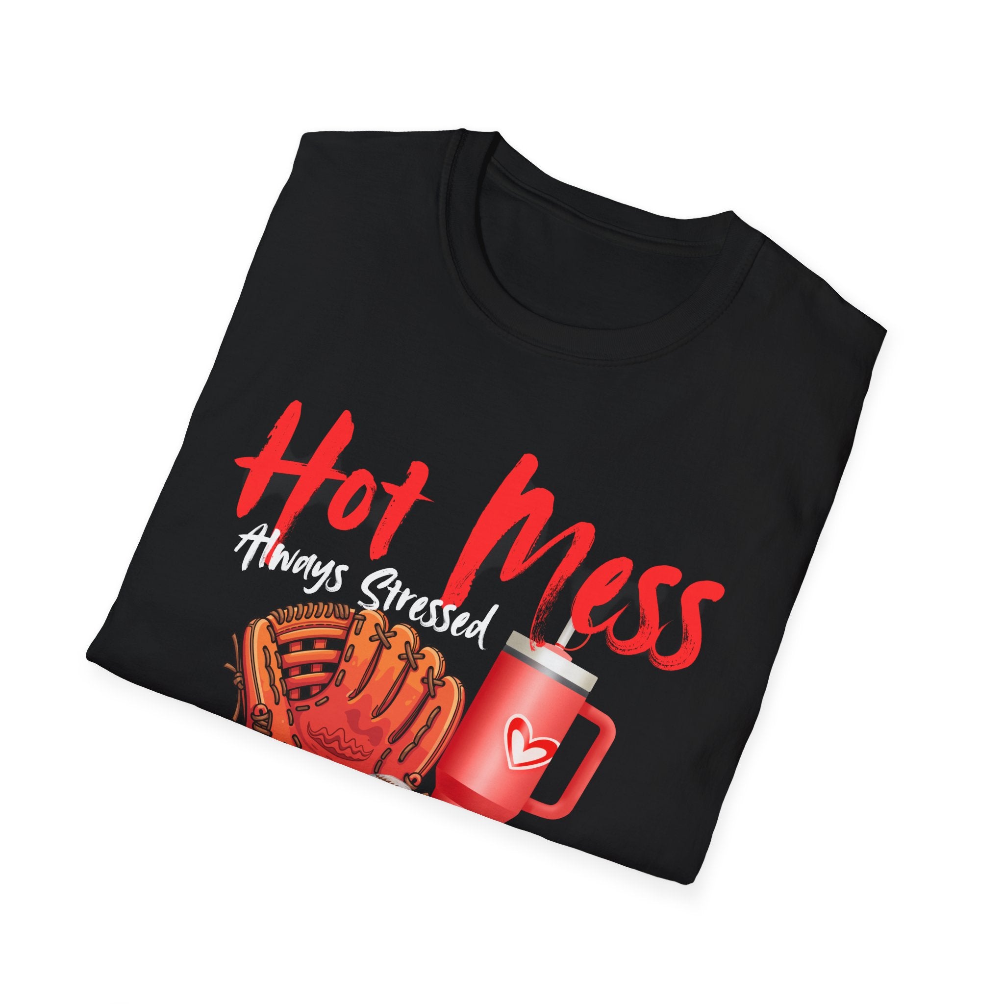 Hot Mess Baseball Mama T-Shirt — “Hot Mess, Definitely Blessed” Graphic Tee