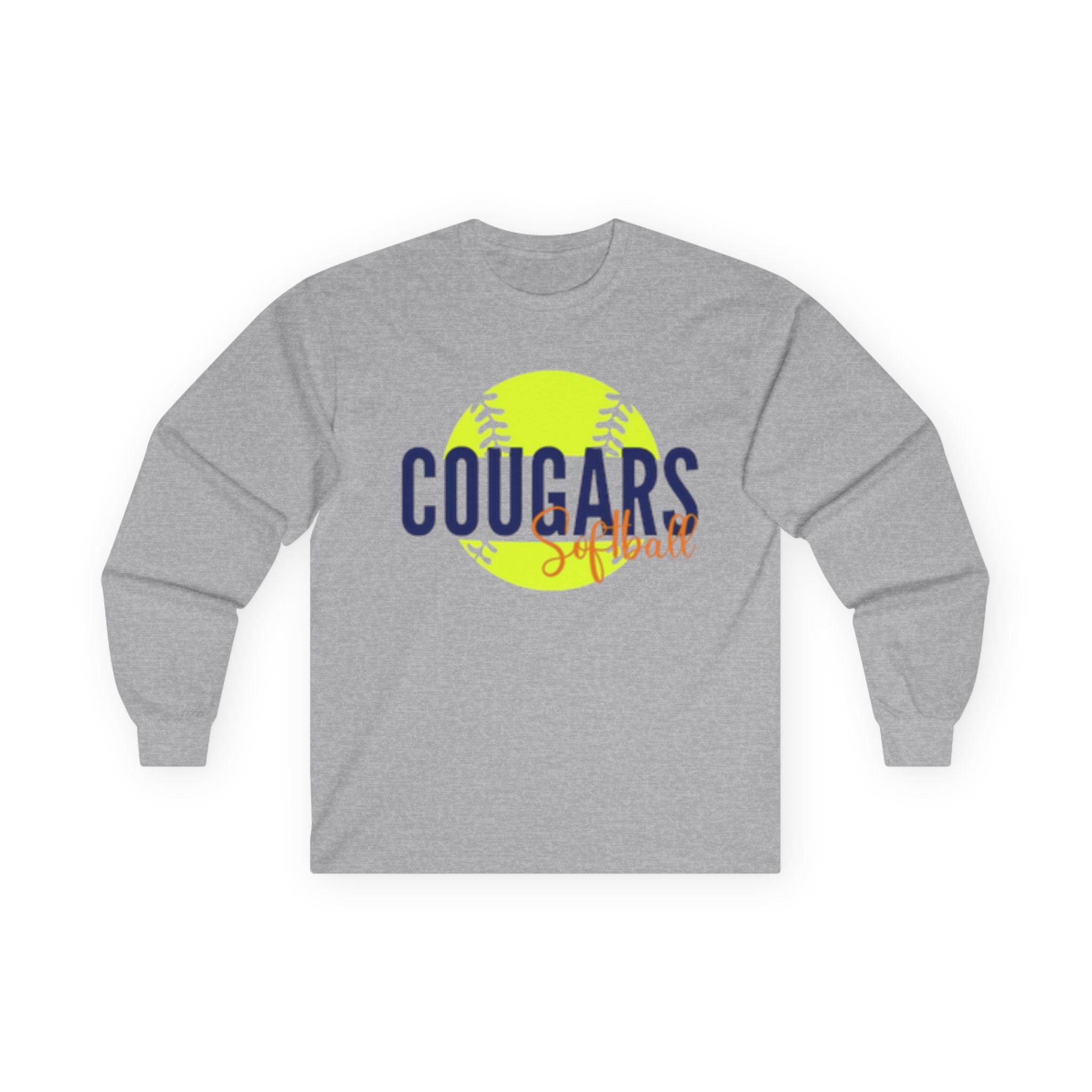 Cougars Softball Long Sleeve Tee — Softball Team Spirit Shirt
