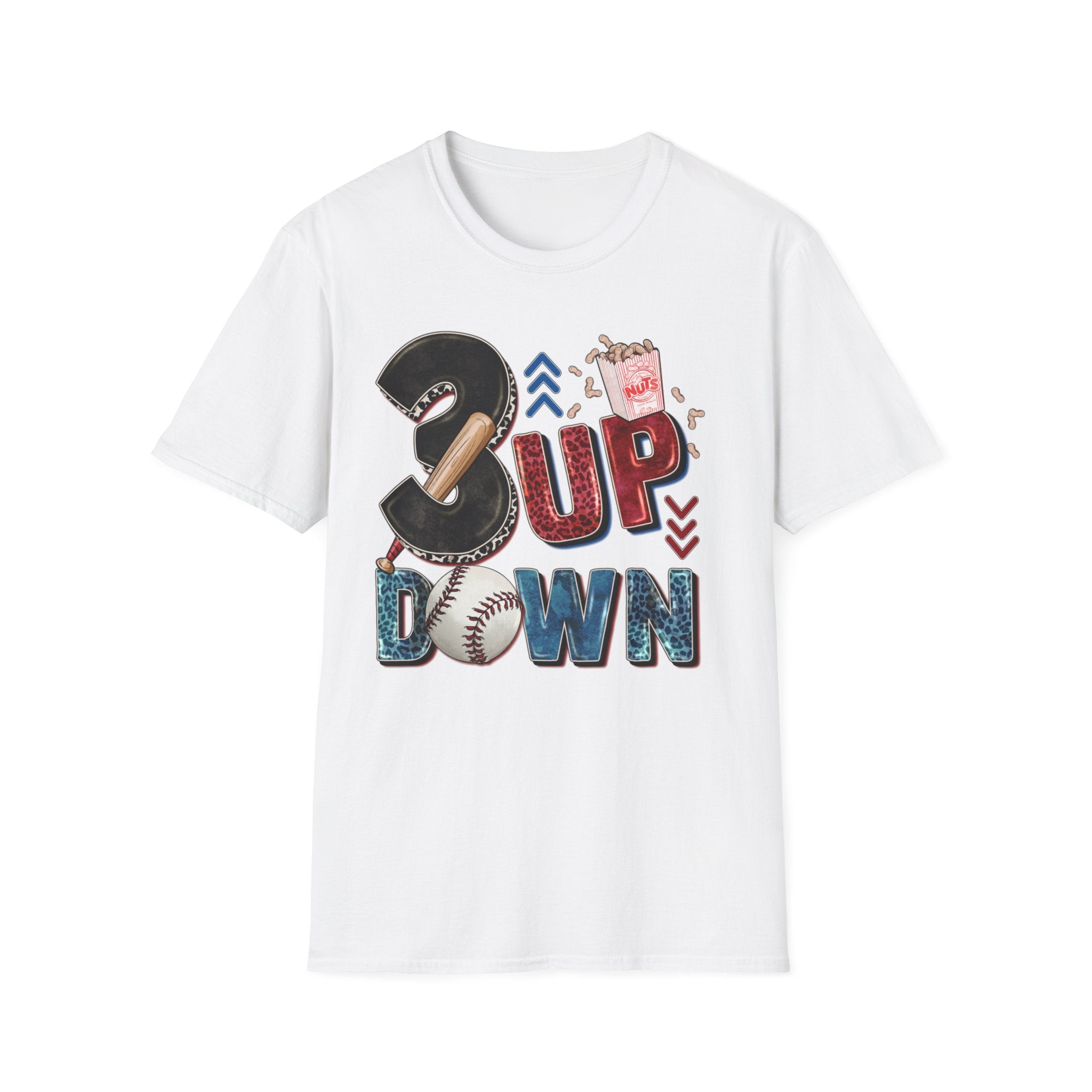 3 Up 3 Down Baseball T-Shirt — Pitcher/Coach Baseball Mom Fan Tee