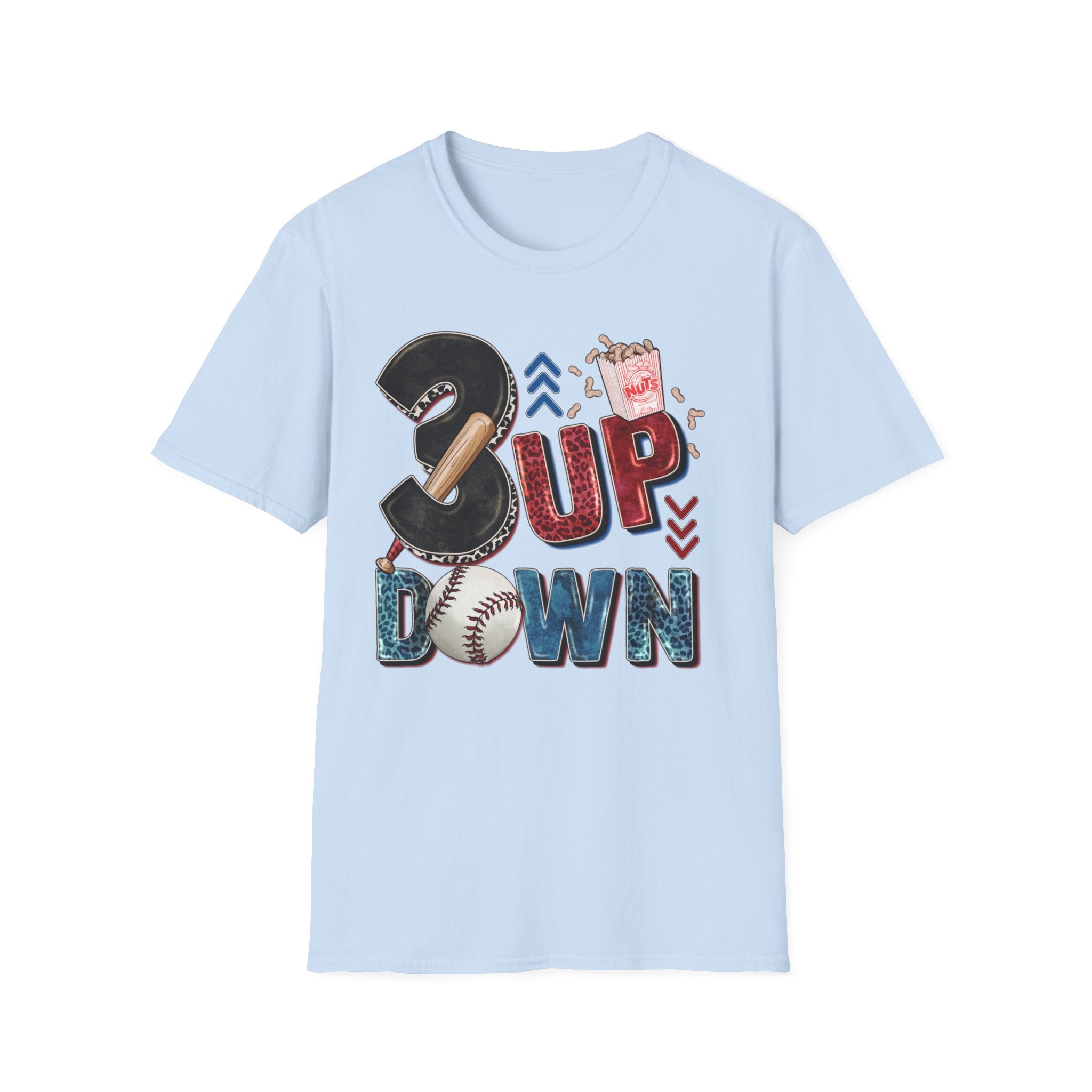 3 Up 3 Down Baseball T-Shirt — Pitcher/Coach Baseball Mom Fan Tee
