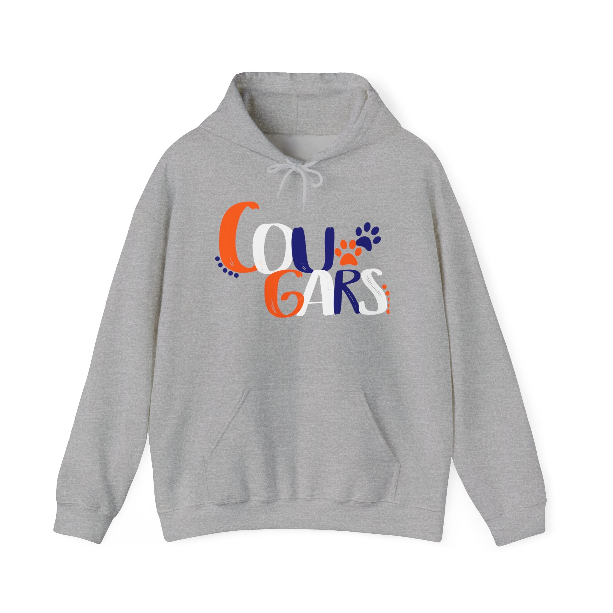 Cougars Retro Paw Hoodie — Vintage Script College Team Sweatshirt