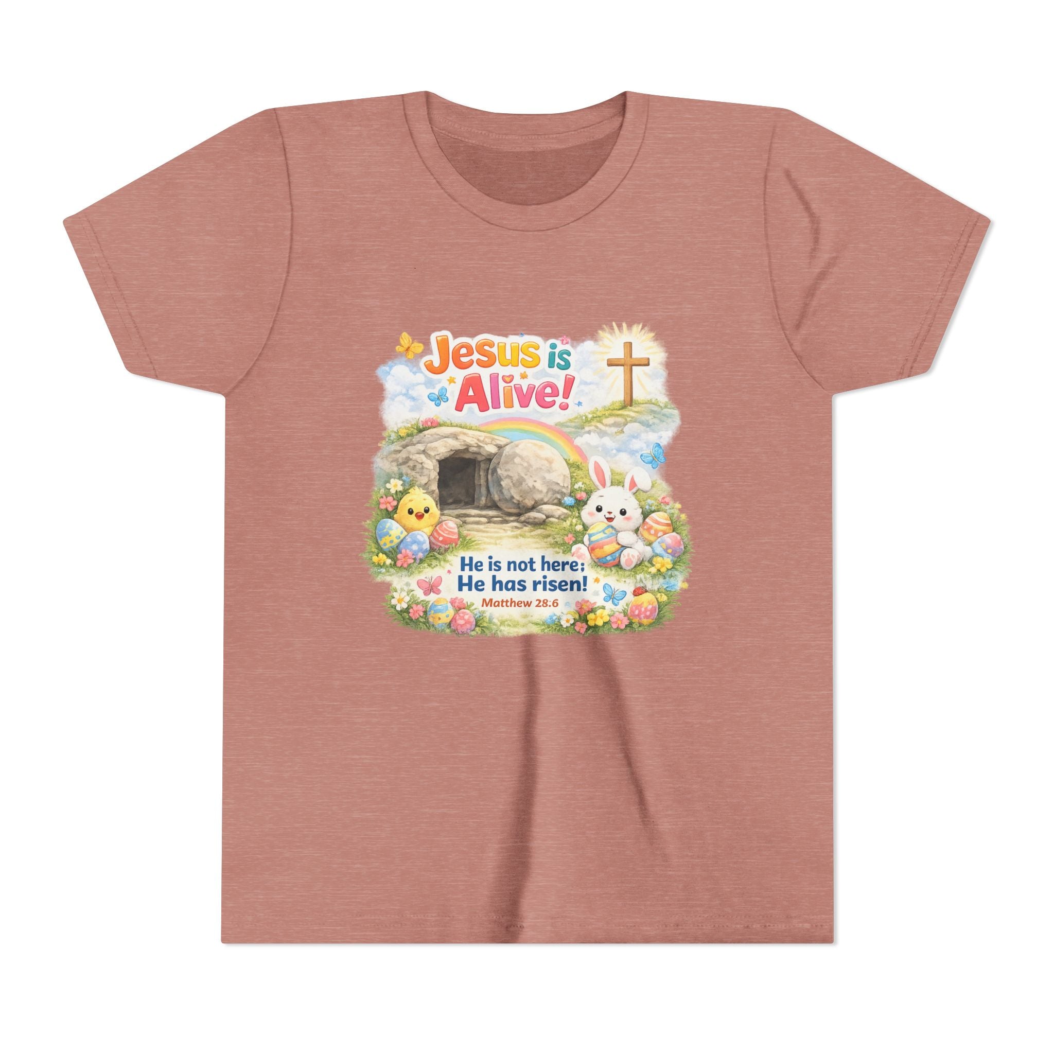 Youth Tee — "Jesus is Alive! He is not here; He has risen" Easter Kids T‑Shirt