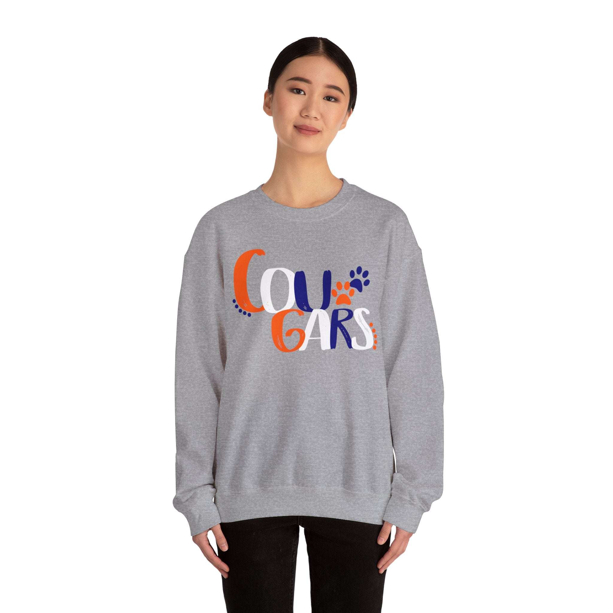 Cougars Crewneck Sweatshirt — Retro Paw Print College Spirit Pullover