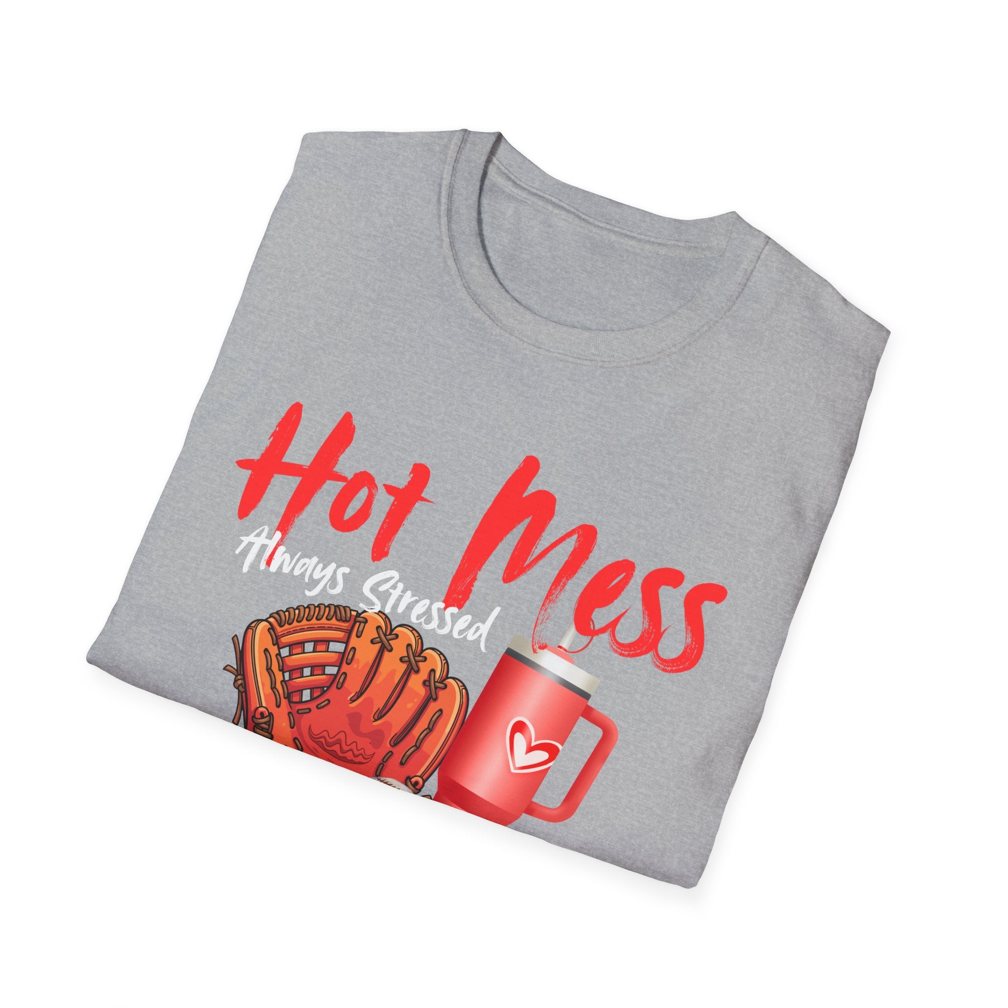 Hot Mess Baseball Mama T-Shirt — “Hot Mess, Definitely Blessed” Graphic Tee