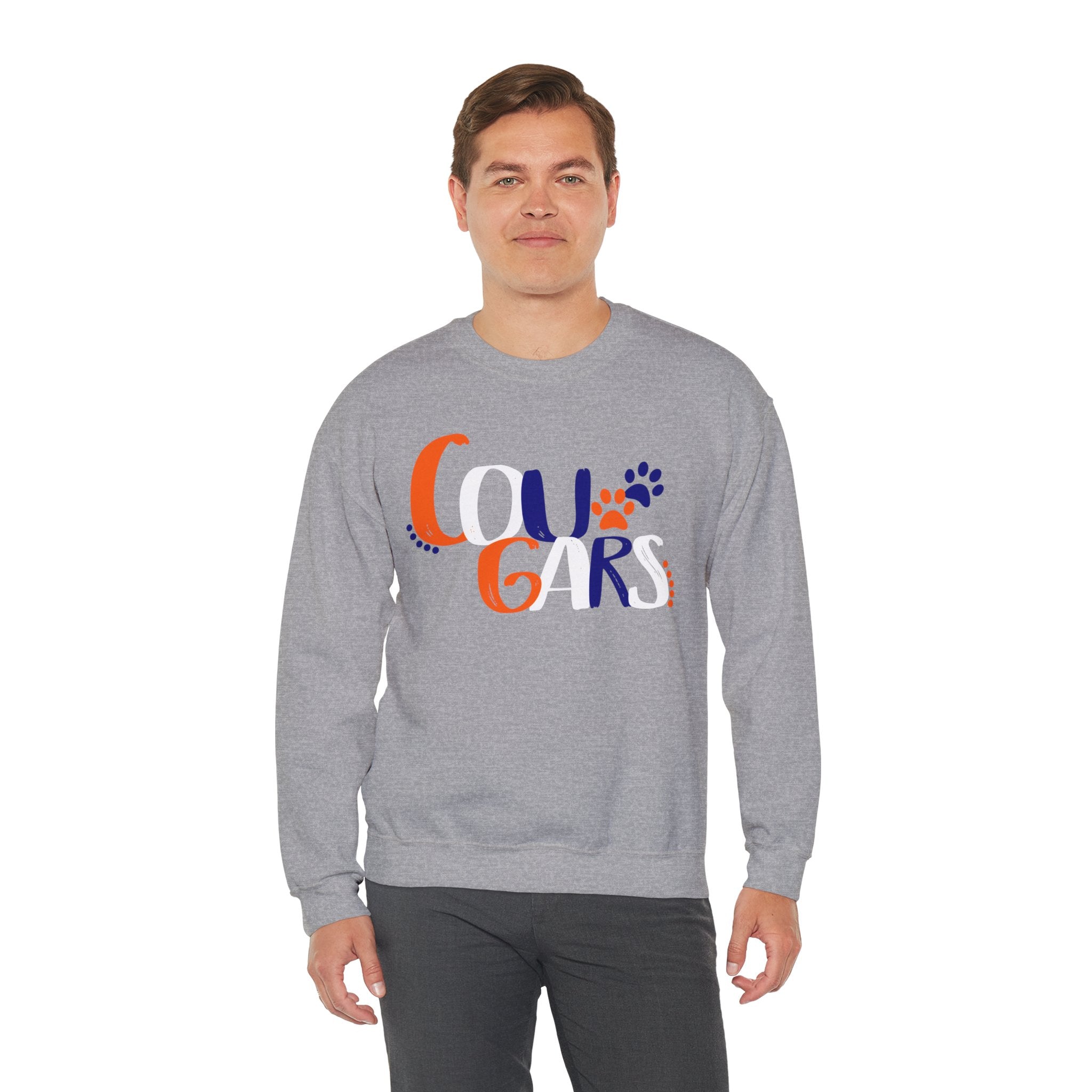 Cougars Crewneck Sweatshirt — Retro Paw Print College Spirit Pullover