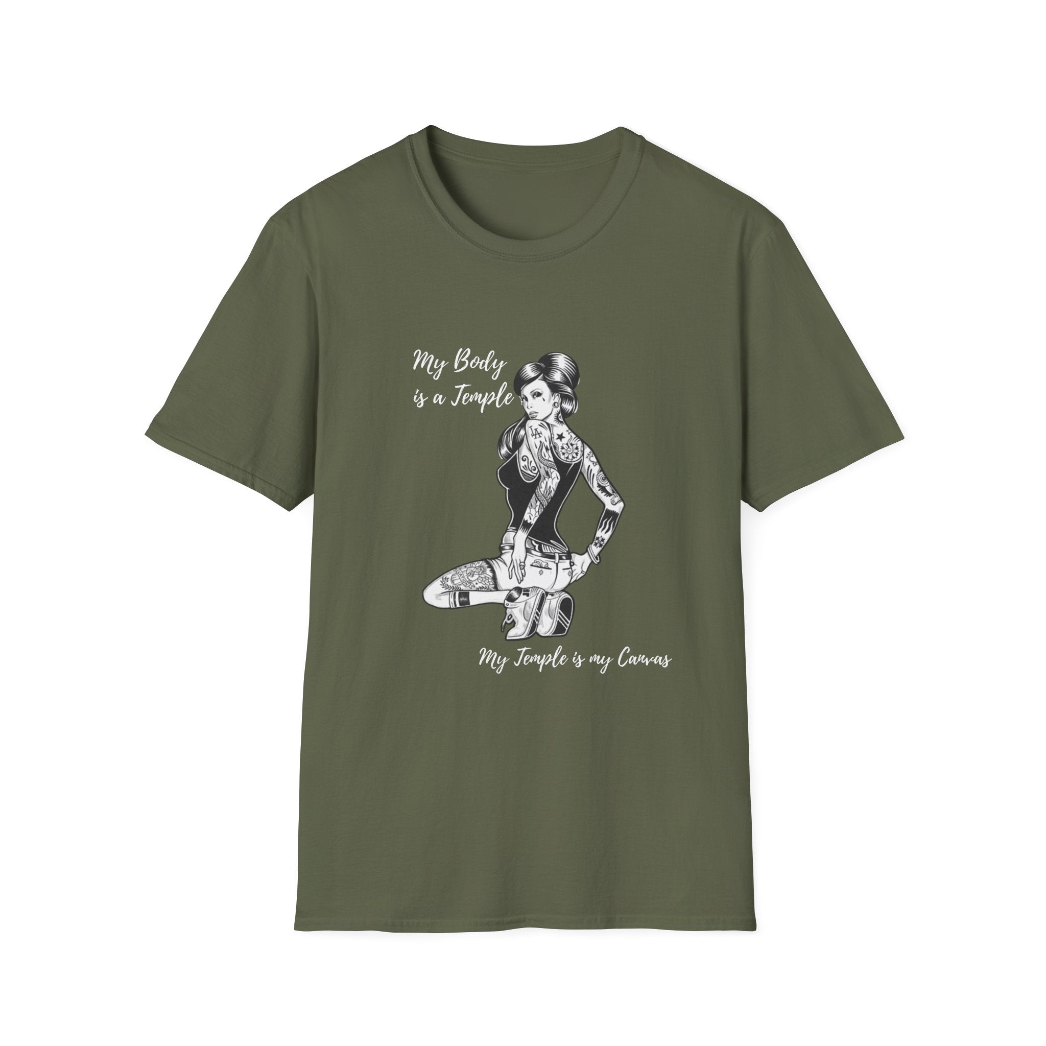 'My Body is a Temple; My Temple is my Canvas' Tattoo Art Softstyle Tee