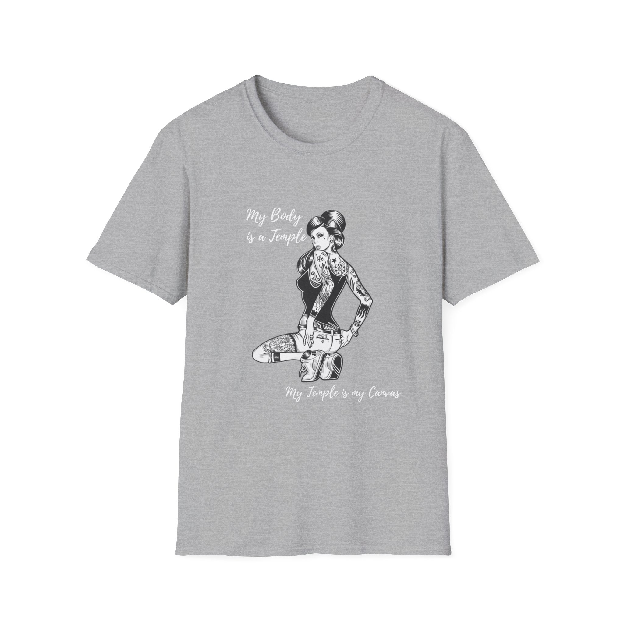 'My Body is a Temple; My Temple is my Canvas' Tattoo Art Softstyle Tee