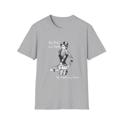 'My Body is a Temple; My Temple is my Canvas' Tattoo Art Softstyle Tee