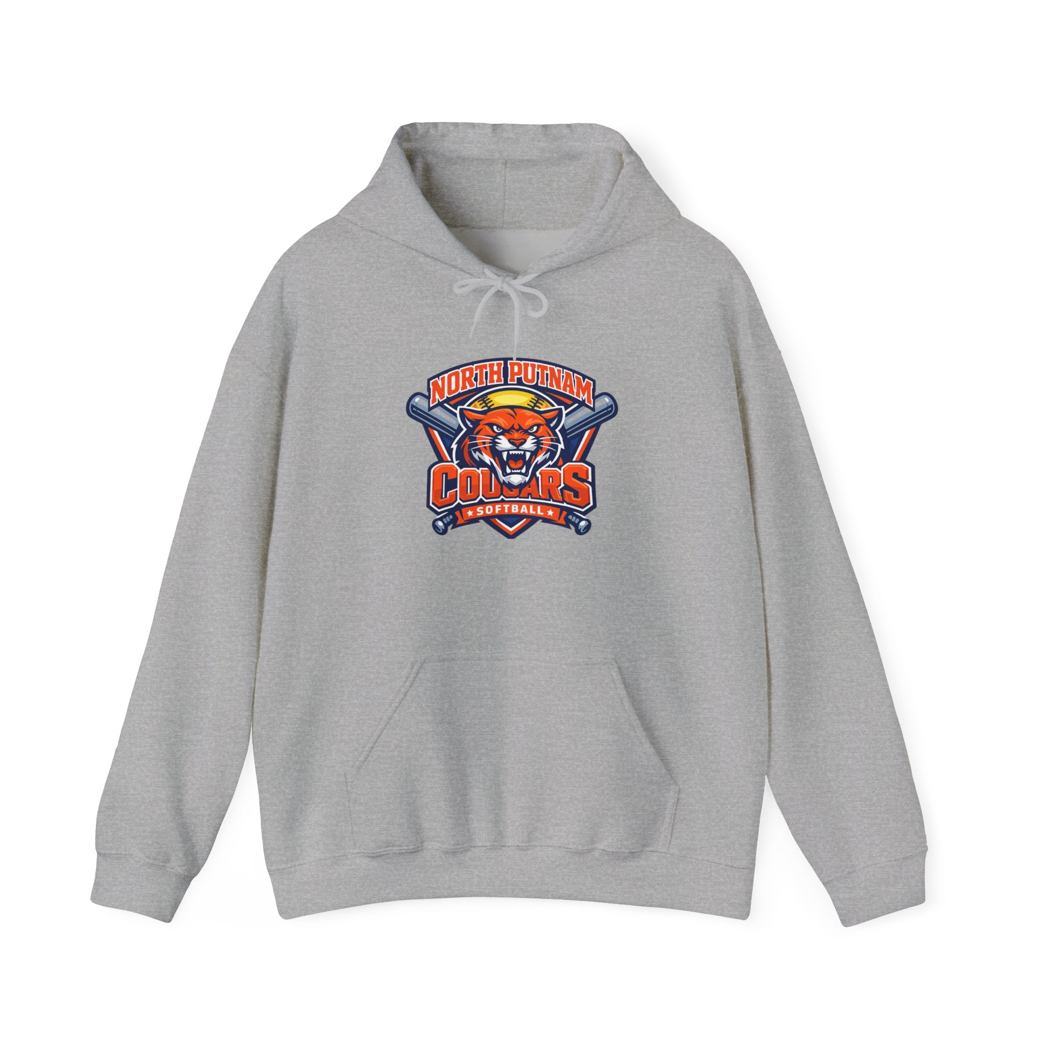 Cougars Softball Team Hoodie — North Putnam Mascot Logo Pullover