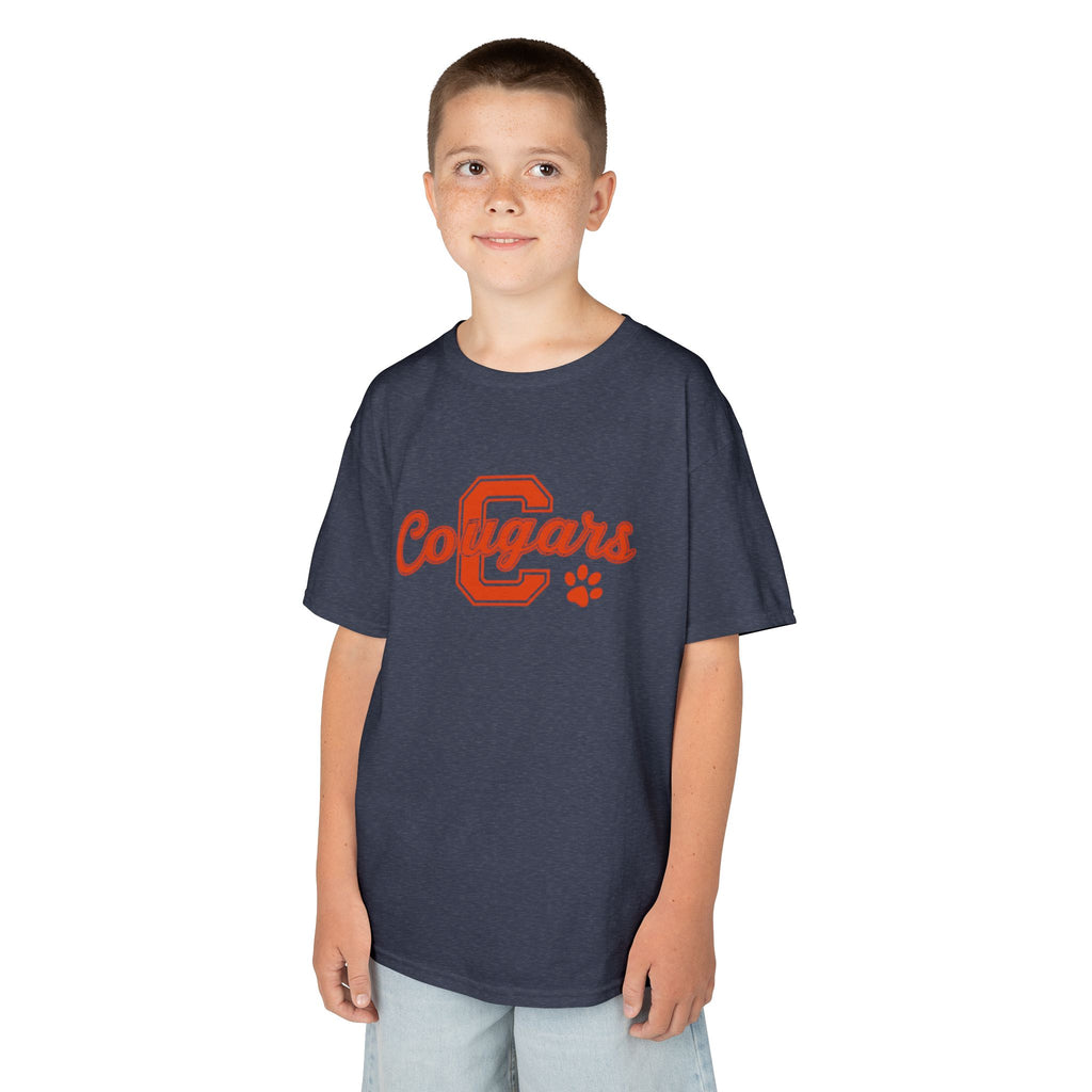 Cougars Kids Tee — Retro Script School Mascot Shirt