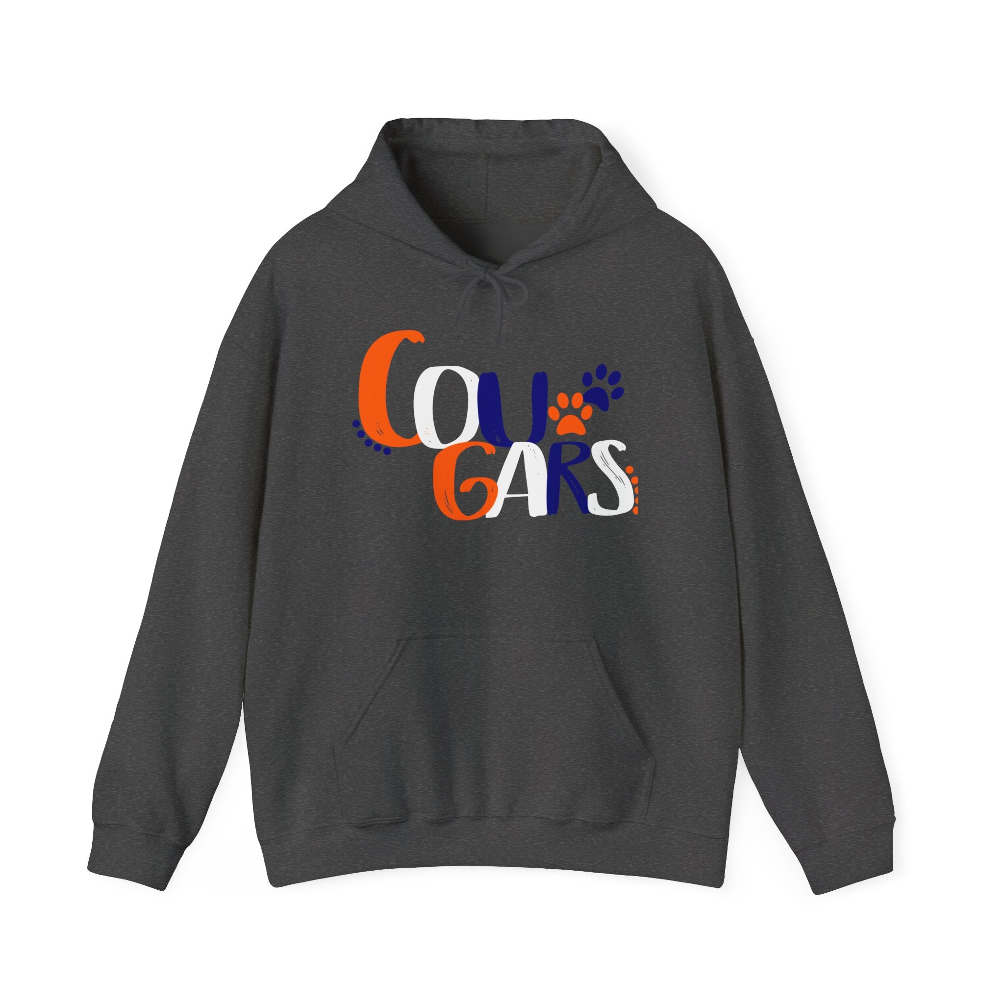 Cougars Retro Paw Hoodie — Vintage Script College Team Sweatshirt