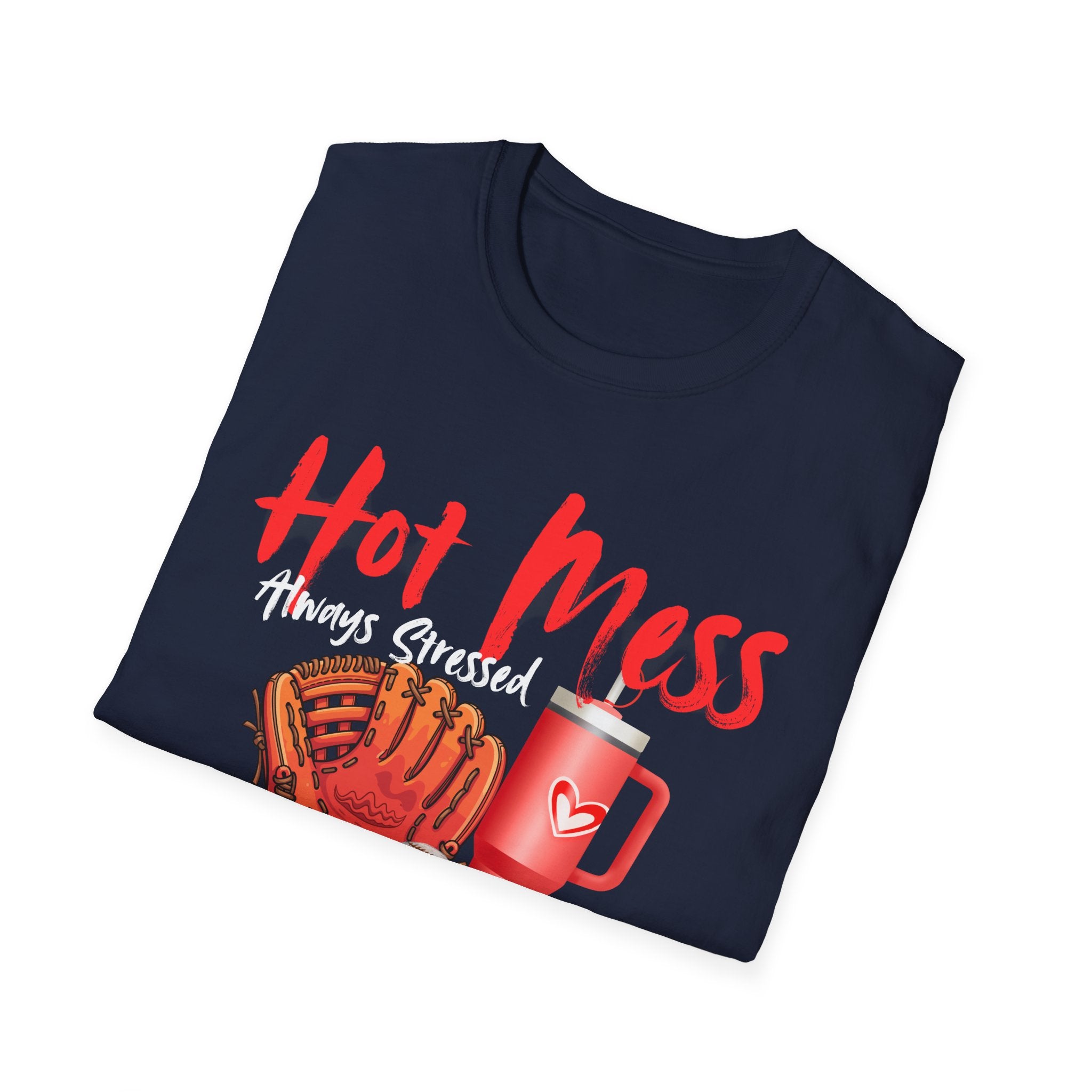 Hot Mess Baseball Mama T-Shirt — “Hot Mess, Definitely Blessed” Graphic Tee