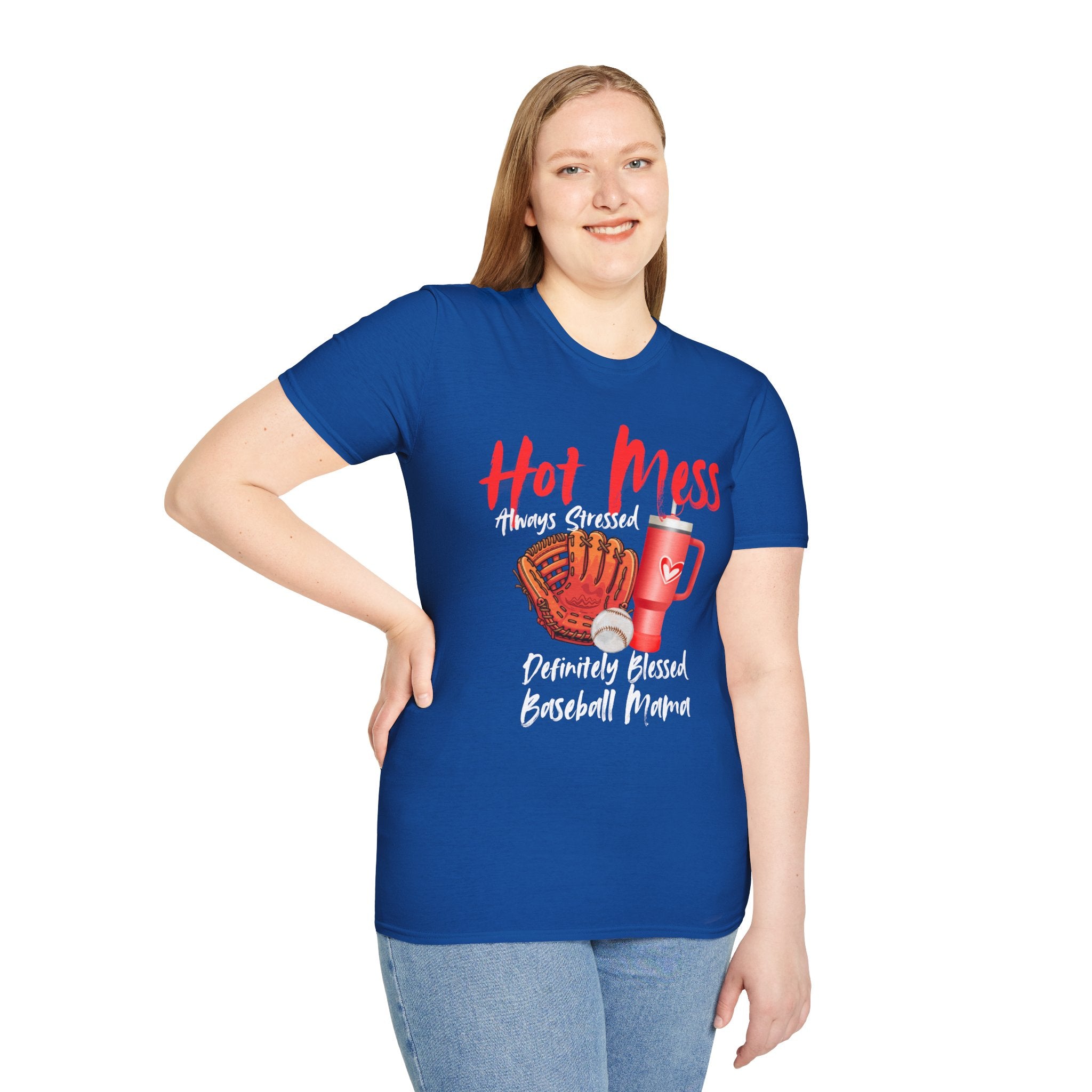 Hot Mess Baseball Mama T-Shirt — “Hot Mess, Definitely Blessed” Graphic Tee