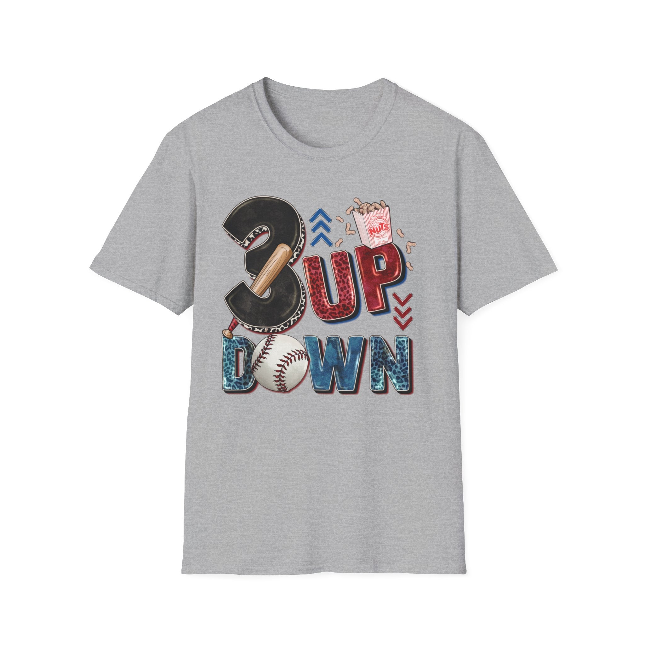 3 Up 3 Down Baseball T-Shirt — Pitcher/Coach Baseball Mom Fan Tee