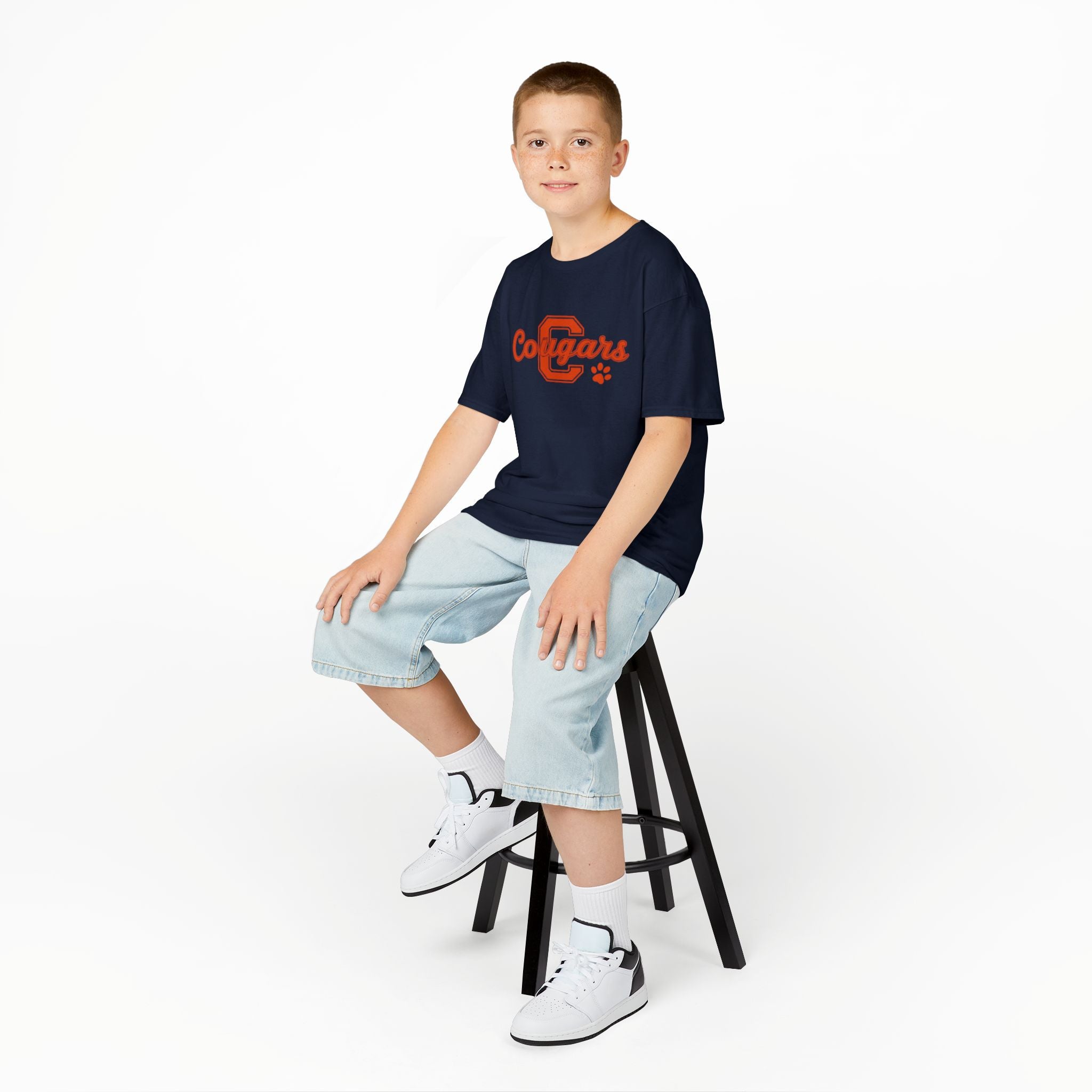 Cougars Kids Tee — Retro Script School Mascot Shirt