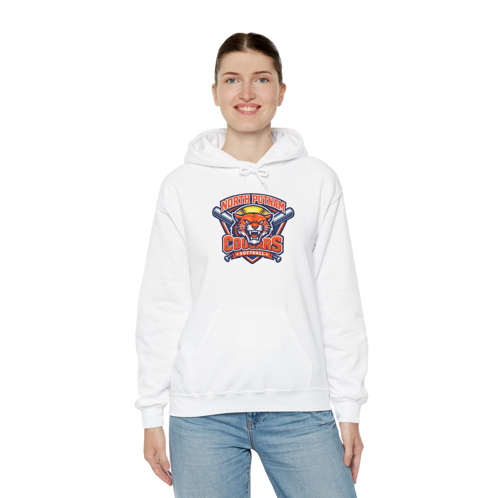 Cougars Softball Team Hoodie — North Putnam Mascot Logo Pullover