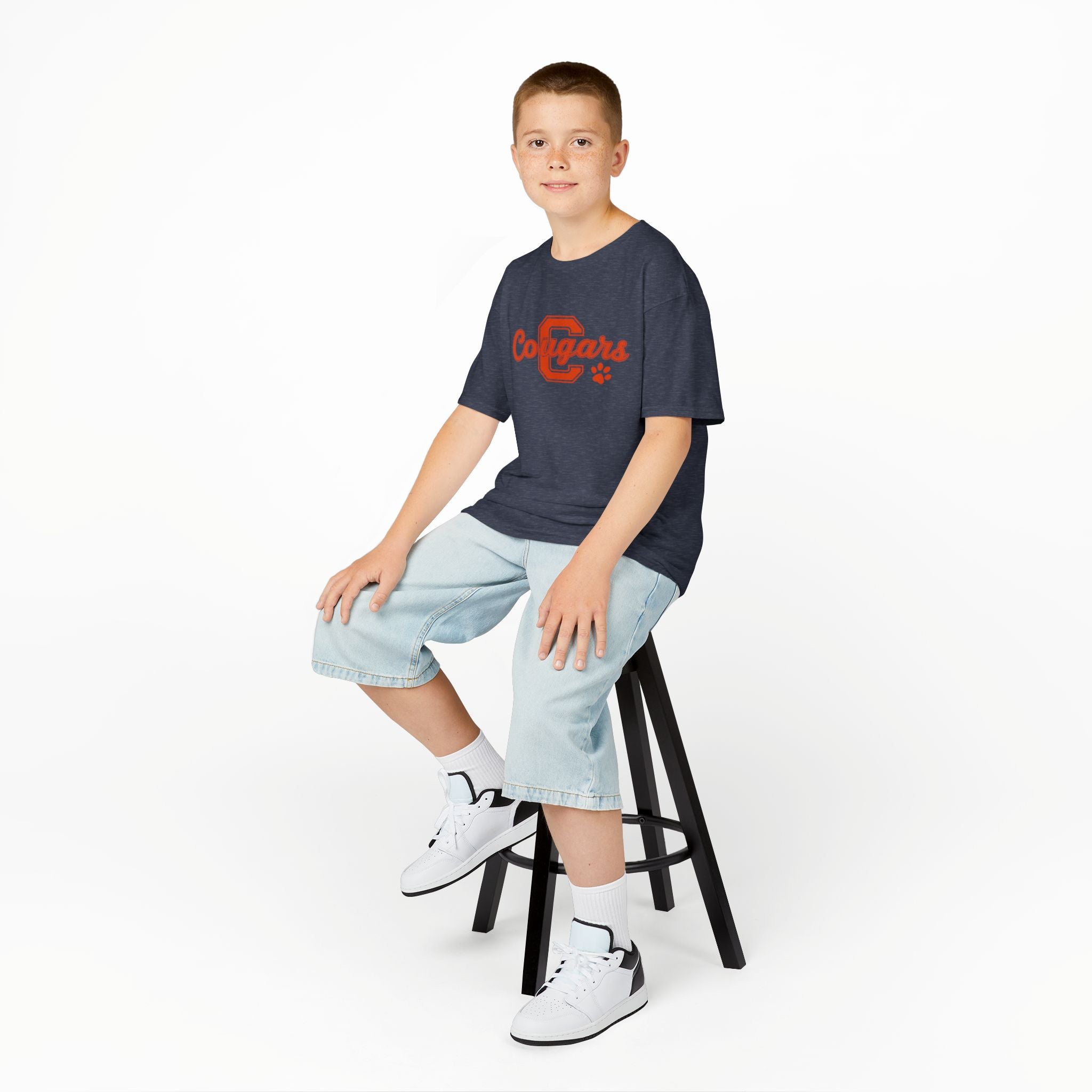 Cougars Kids Tee — Retro Script School Mascot Shirt