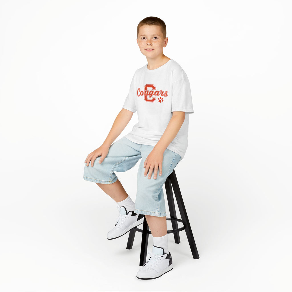 Cougars Kids Tee — Retro Script School Mascot Shirt