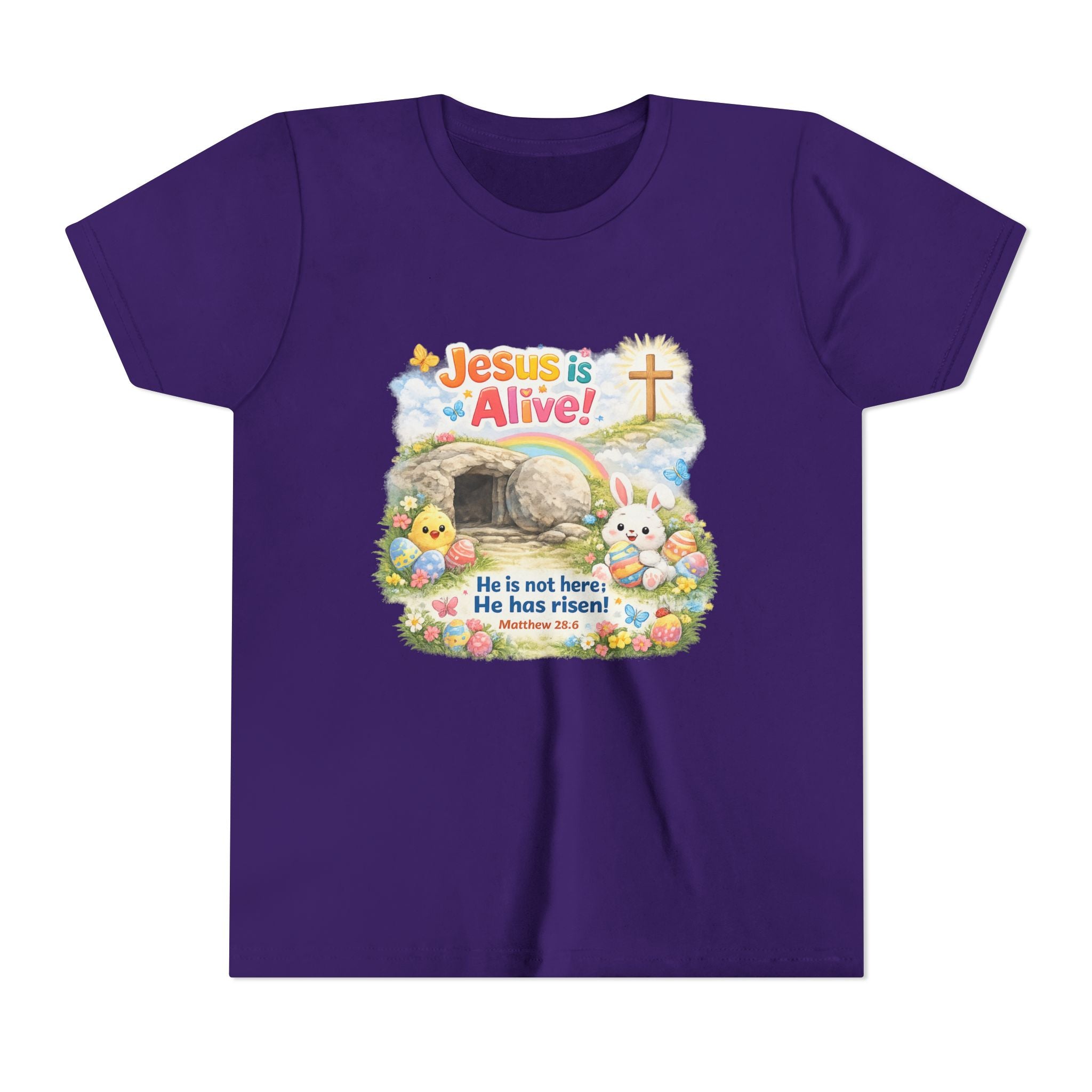 Youth Tee — "Jesus is Alive! He is not here; He has risen" Easter Kids T‑Shirt