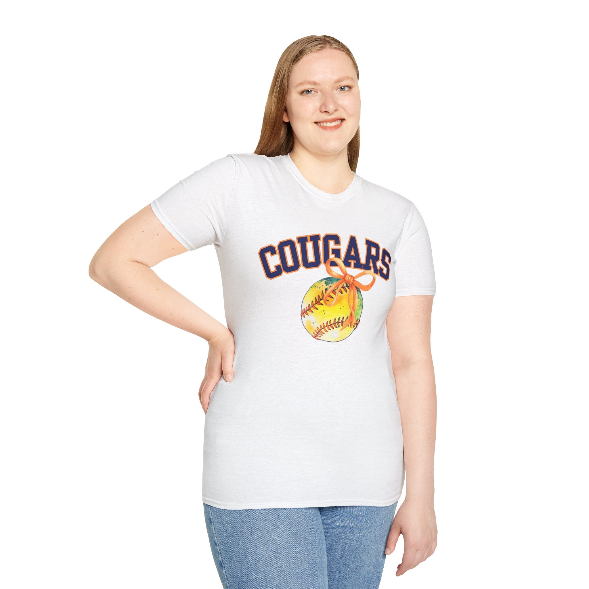 Cougars Softball T‑Shirt — Watercolor Softball Graphic