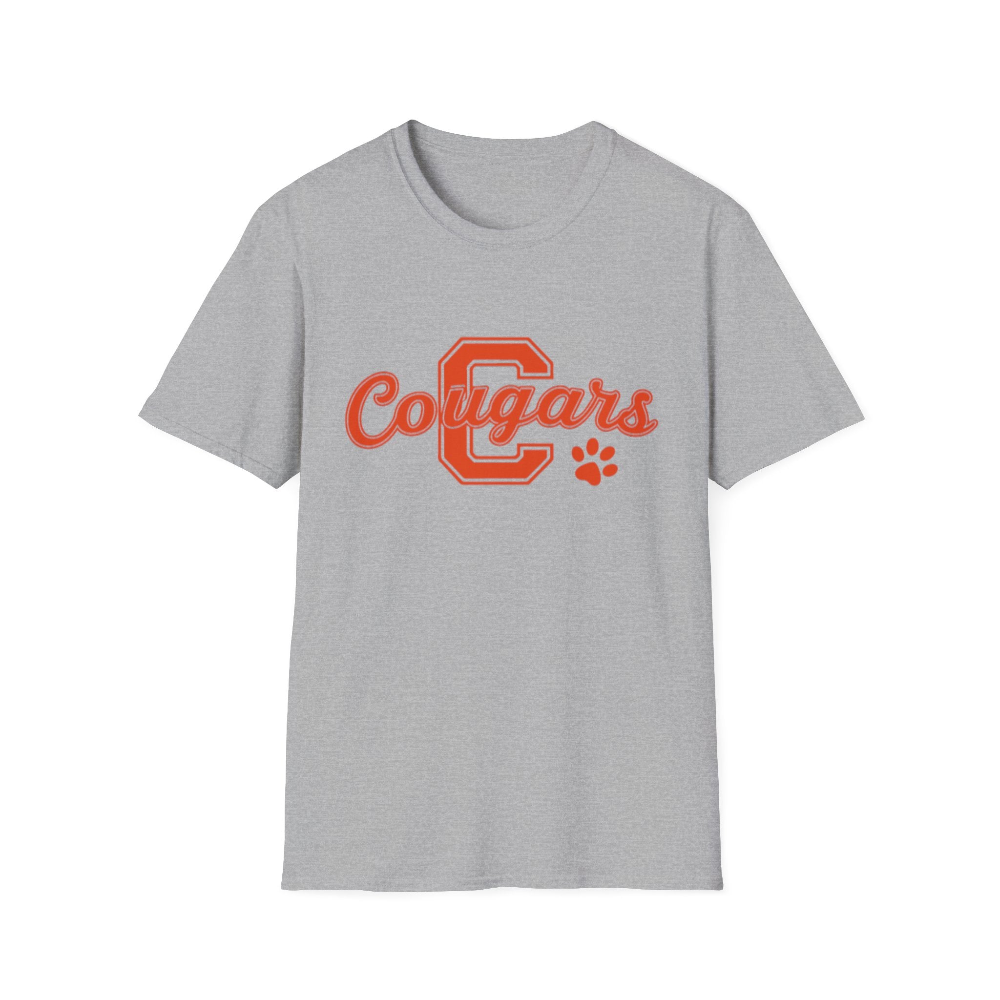 Cougars Retro C Letter T-Shirt — Vintage Script Paw School Spirit Tee