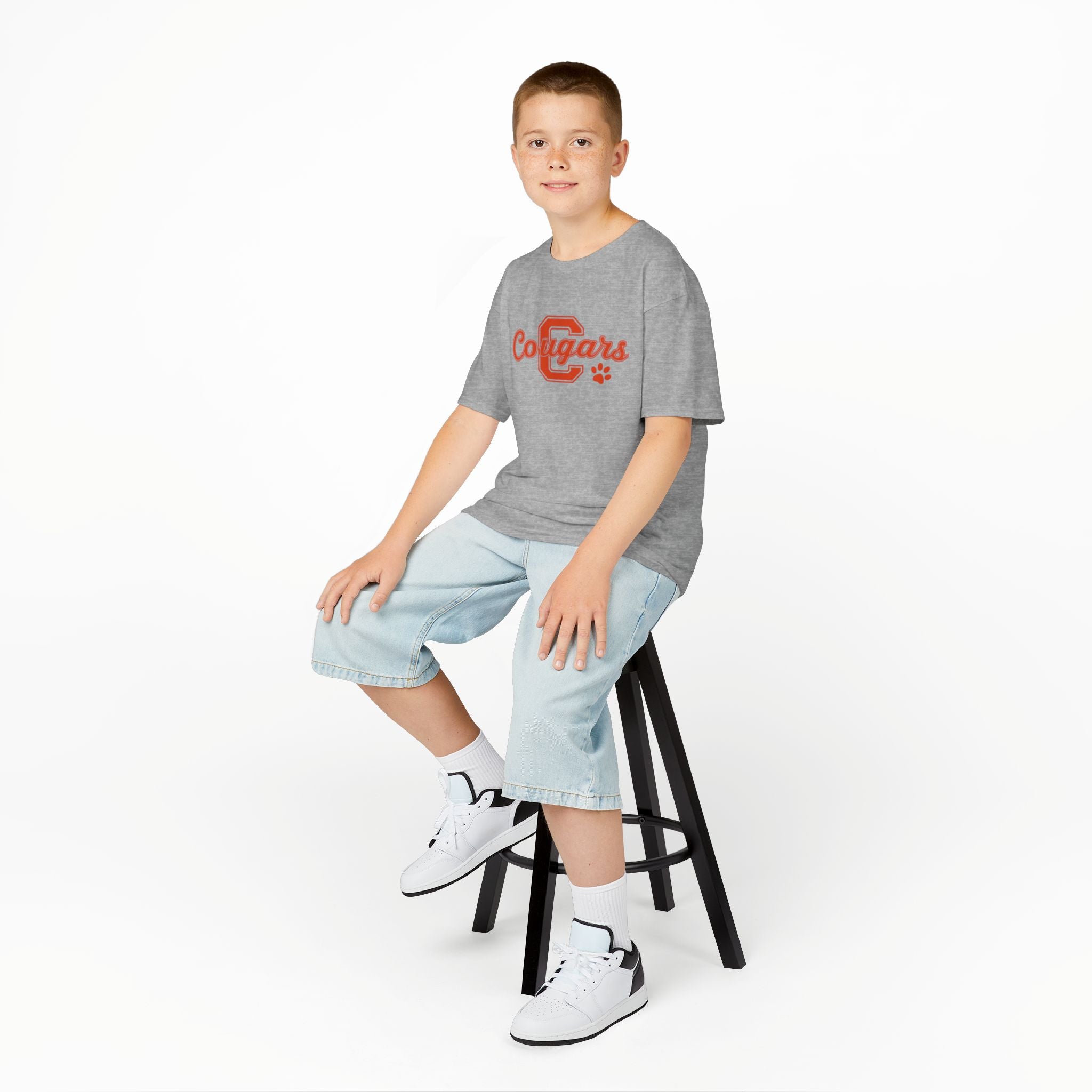 Cougars Kids Tee — Retro Script School Mascot Shirt