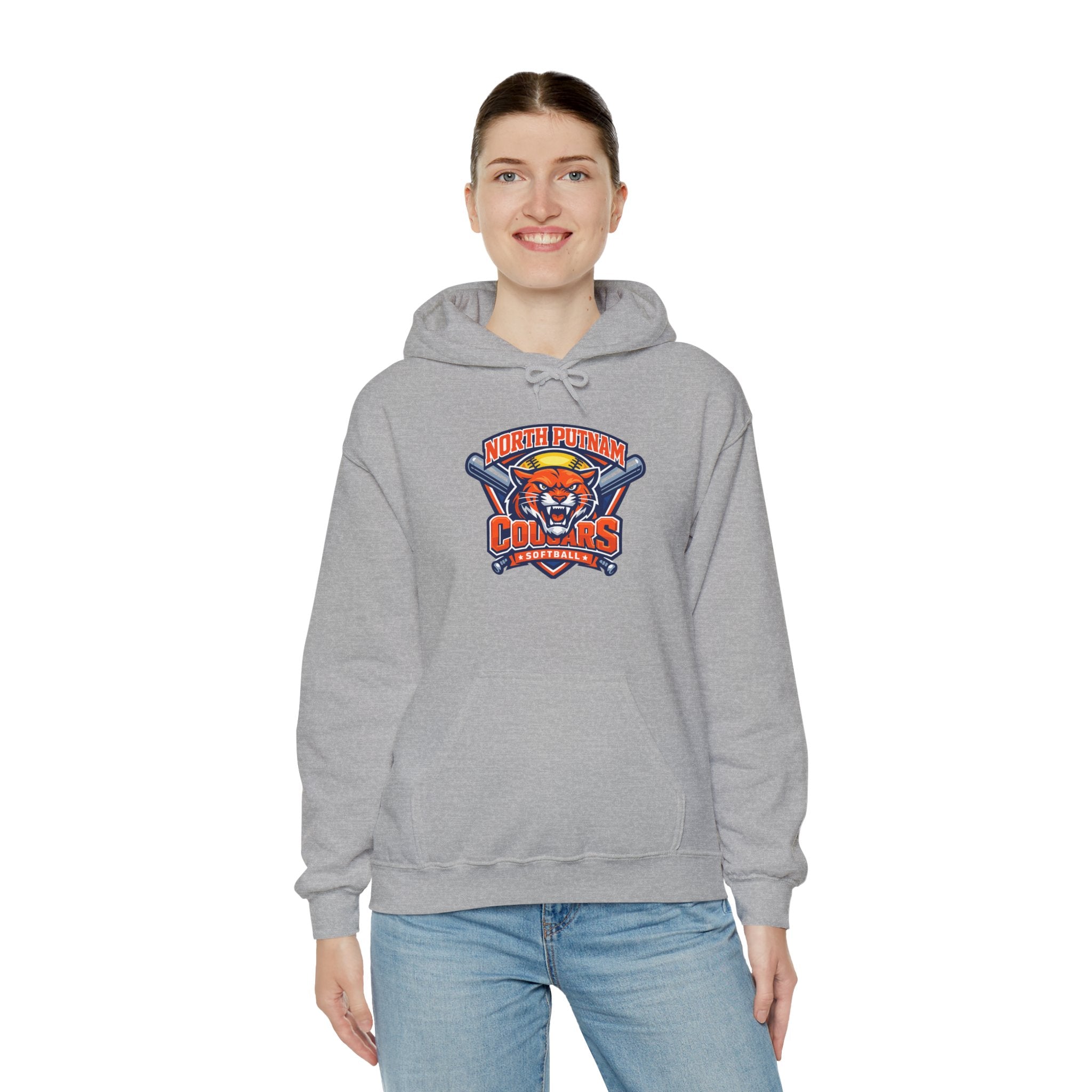 Cougars Softball Team Hoodie — North Putnam Mascot Logo Pullover