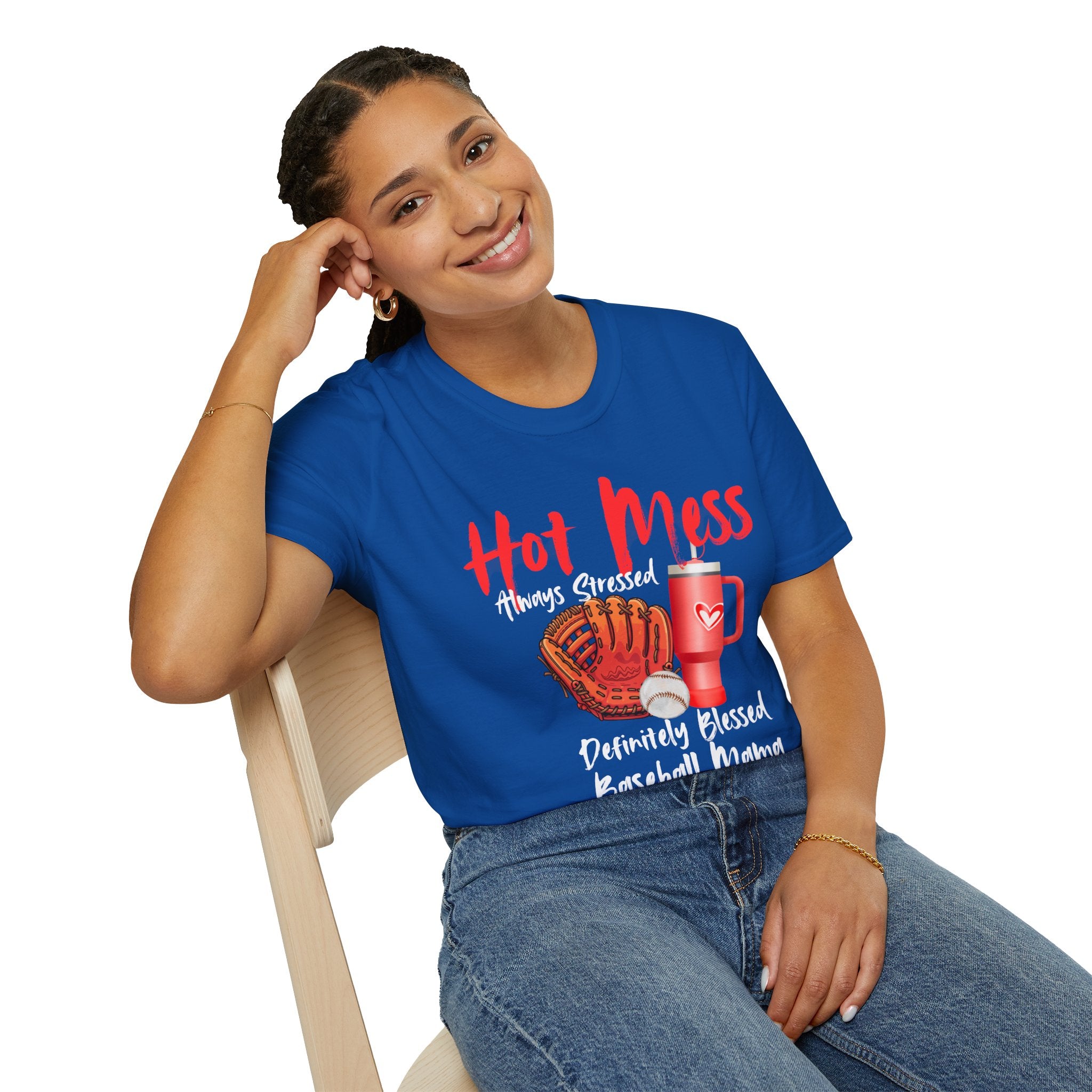 Hot Mess Baseball Mama T-Shirt — “Hot Mess, Definitely Blessed” Graphic Tee