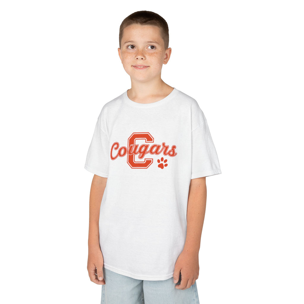 Cougars Kids Tee — Retro Script School Mascot Shirt