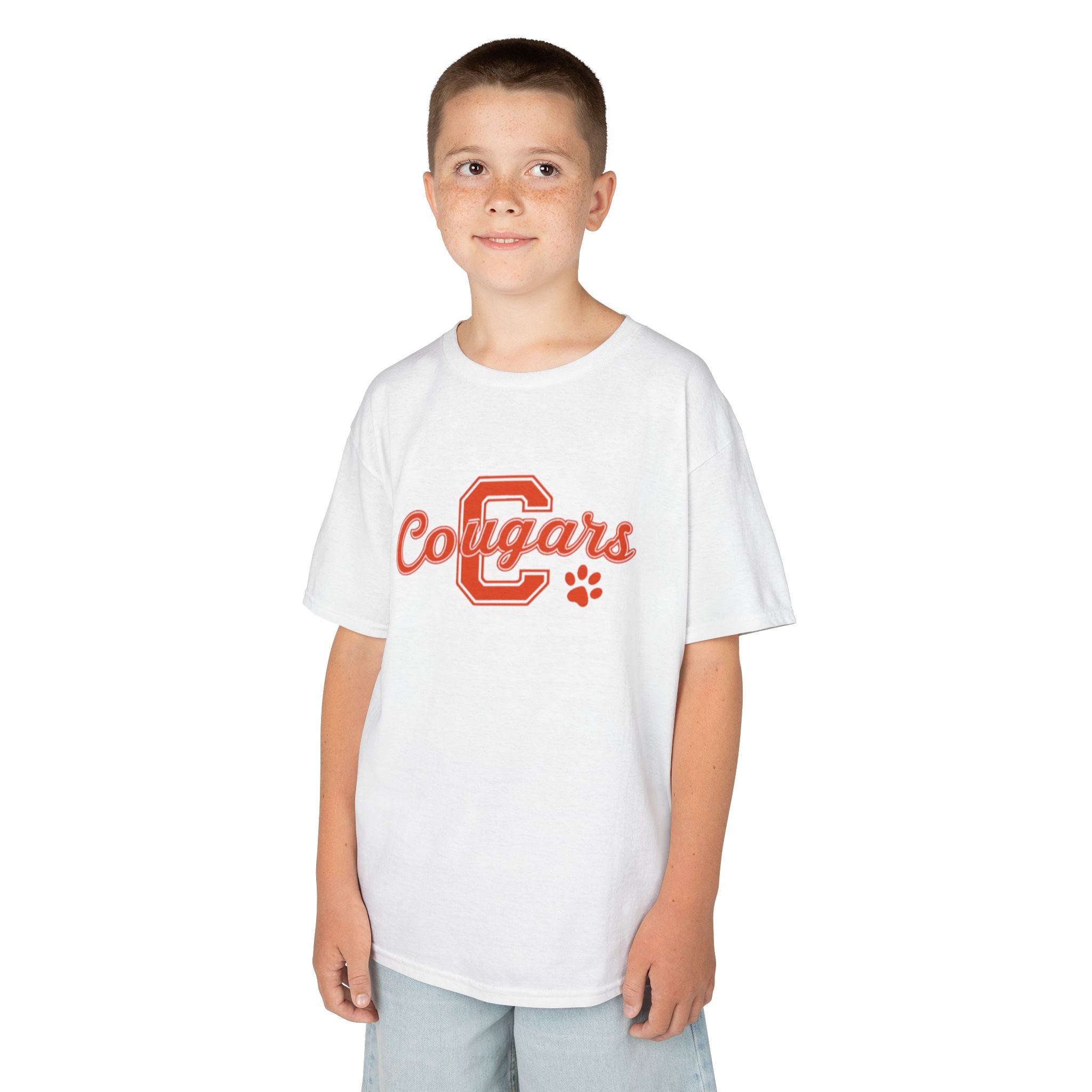 Cougars Kids Tee — Retro Script School Mascot Shirt
