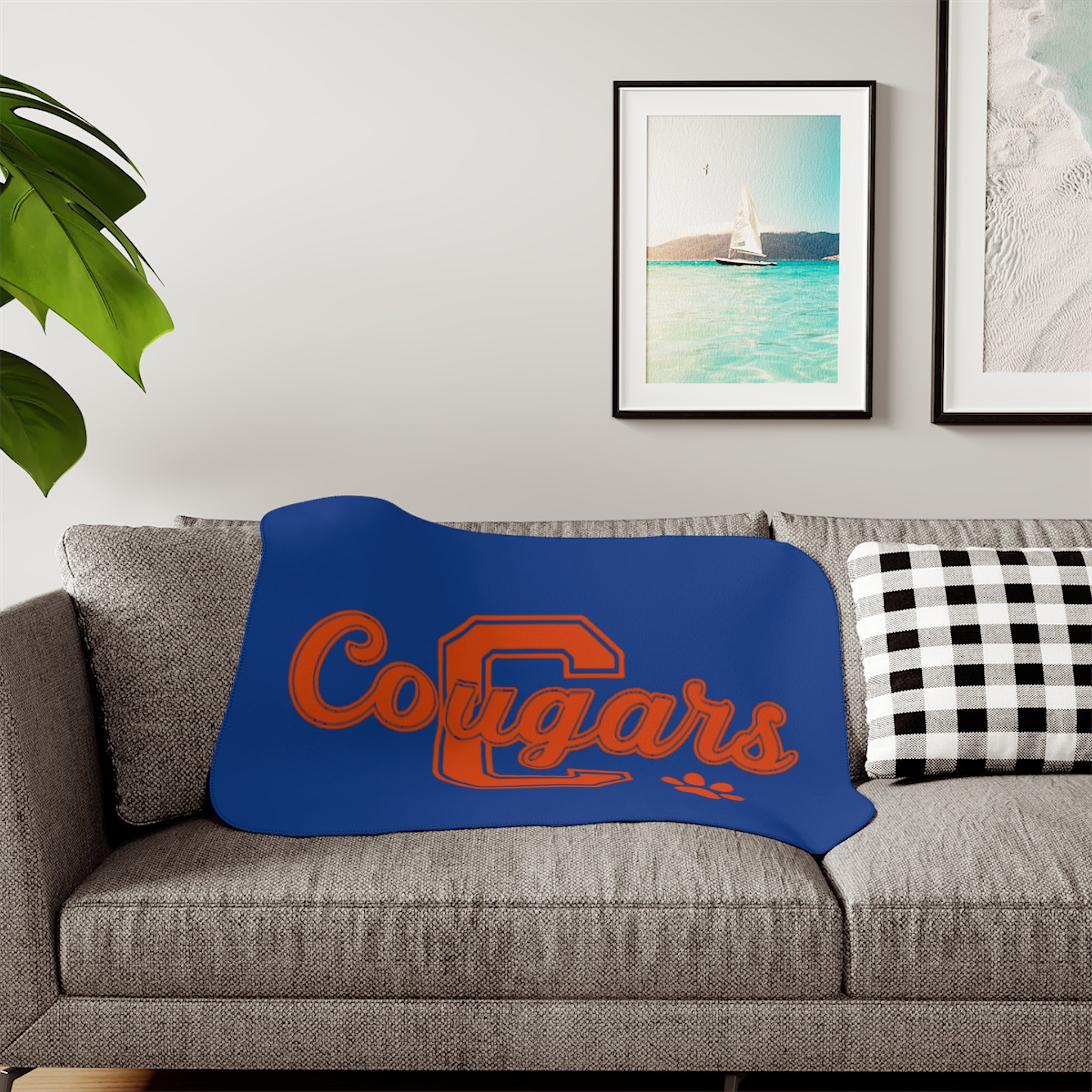 Cougars Sherpa Blanket — Reversible Two-Tone Cozy Throw