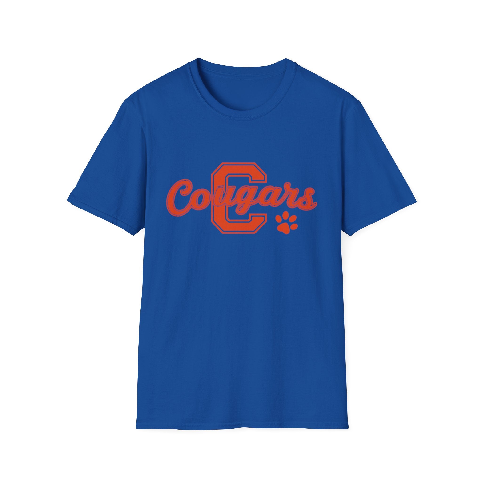 Cougars Retro C Letter T-Shirt — Vintage Script Paw School Spirit Tee
