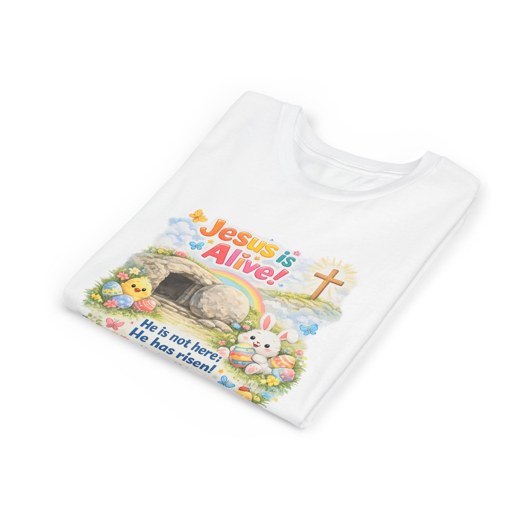 Youth Tee — "Jesus is Alive! He is not here; He has risen" Easter Kids T‑Shirt