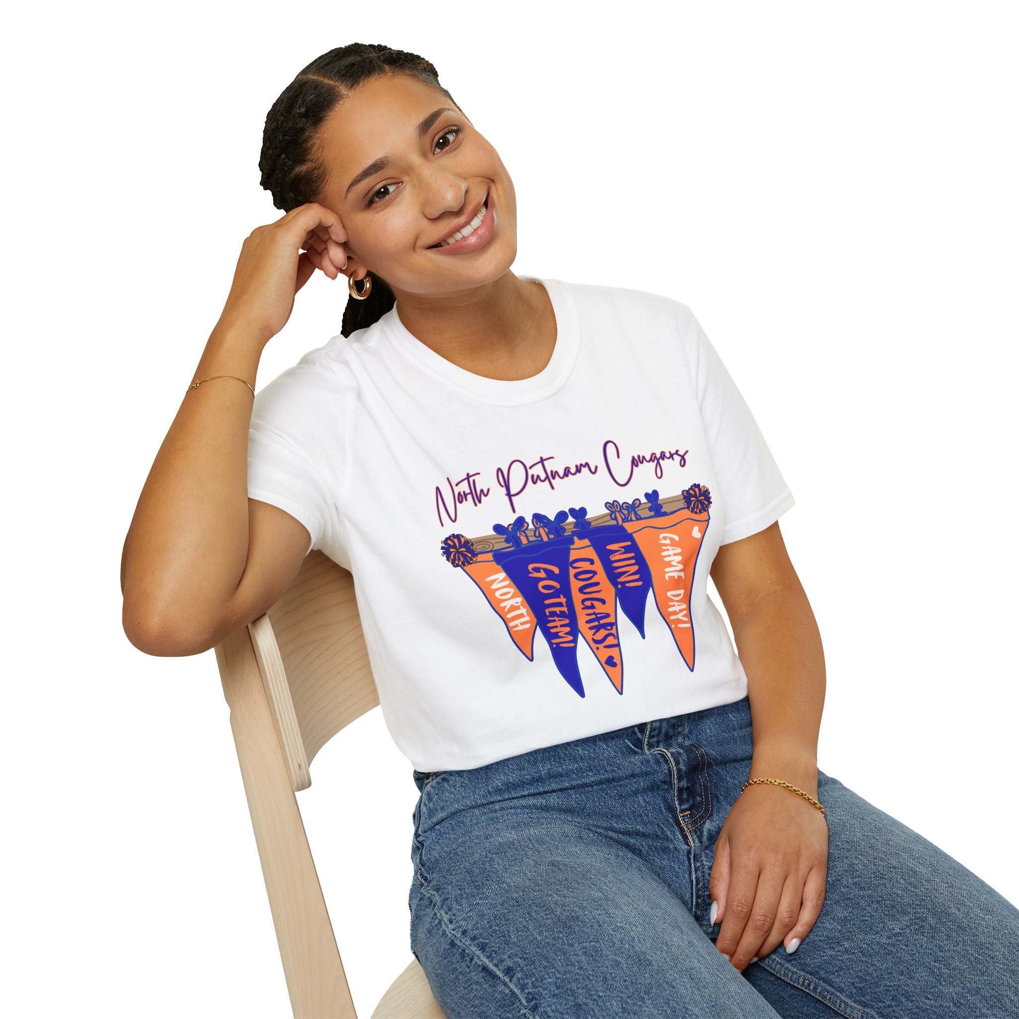 North Putnam Cougars Football Pennant T-Shirt — Vintage School Spirit Tee