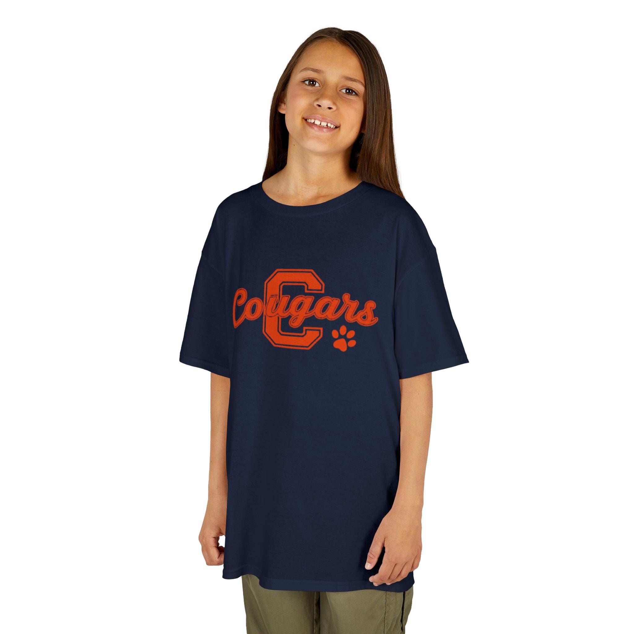 Cougars Kids Tee — Retro Script School Mascot Shirt