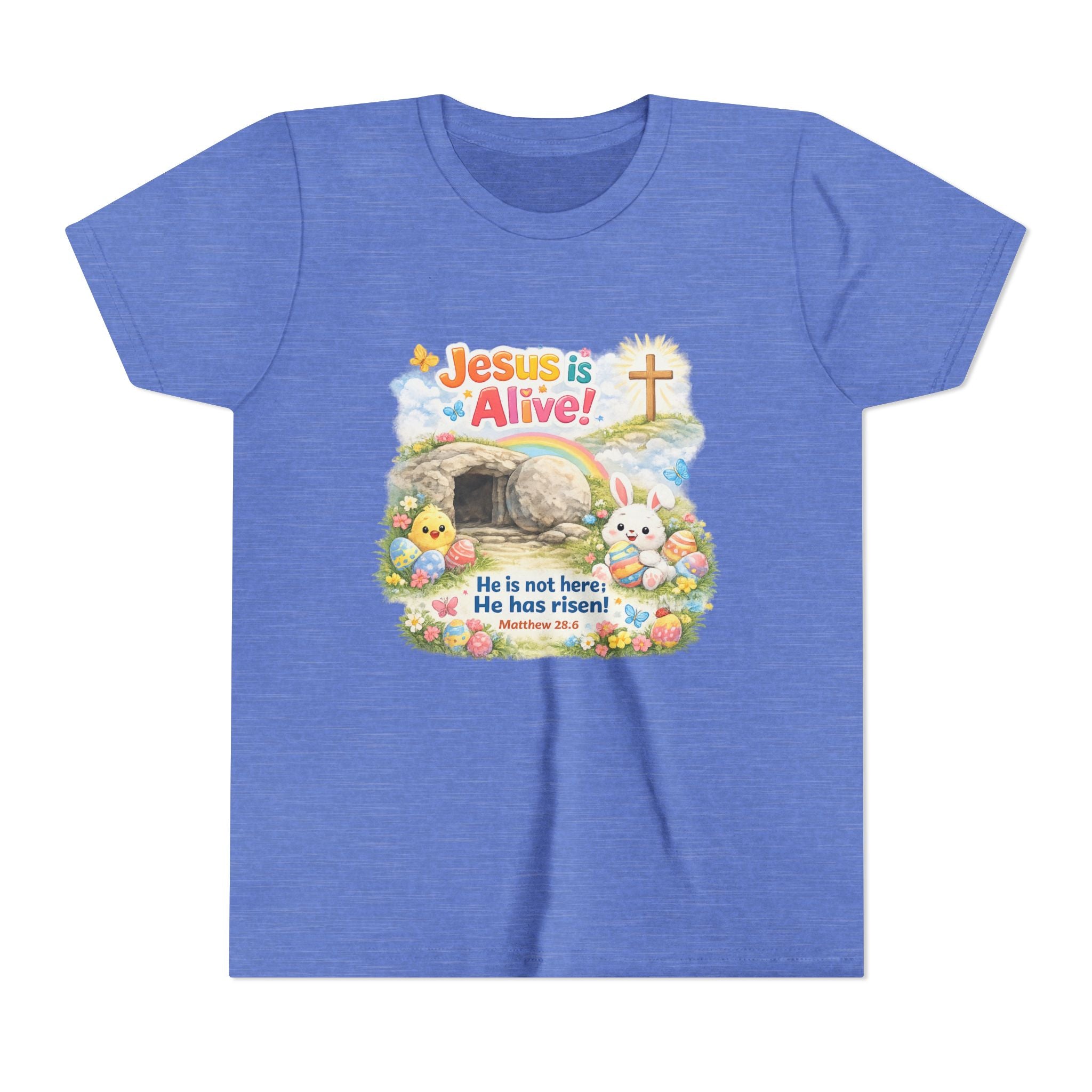 Youth Tee — "Jesus is Alive! He is not here; He has risen" Easter Kids T‑Shirt