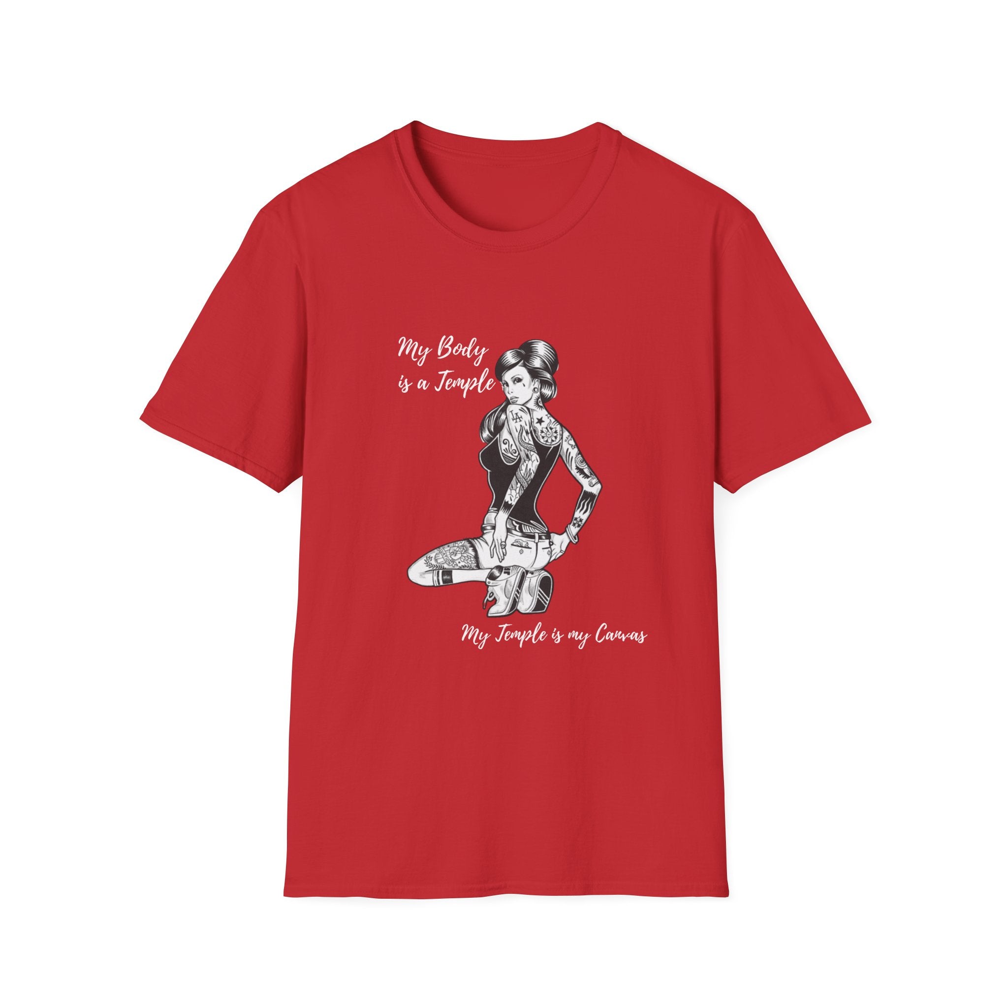 'My Body is a Temple; My Temple is my Canvas' Tattoo Art Softstyle Tee