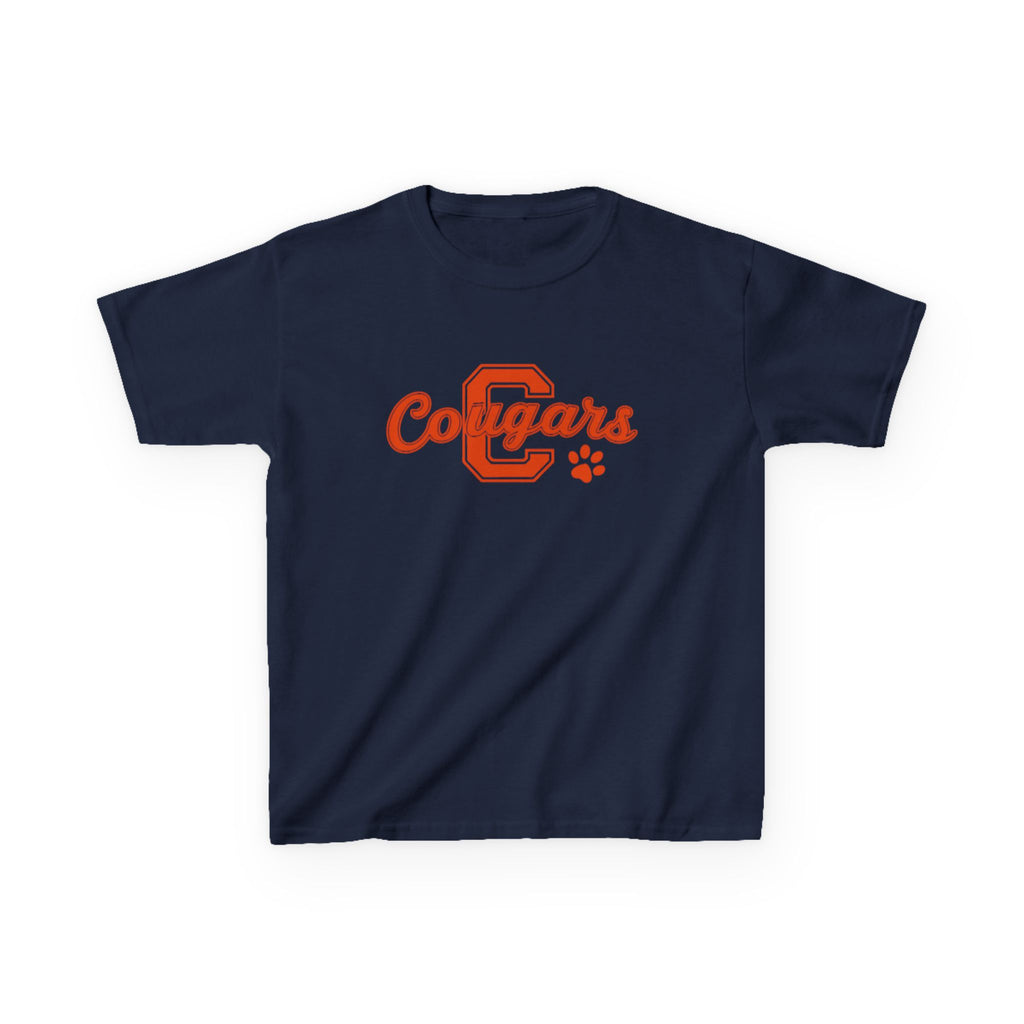 Cougars Kids Tee — Retro Script School Mascot Shirt