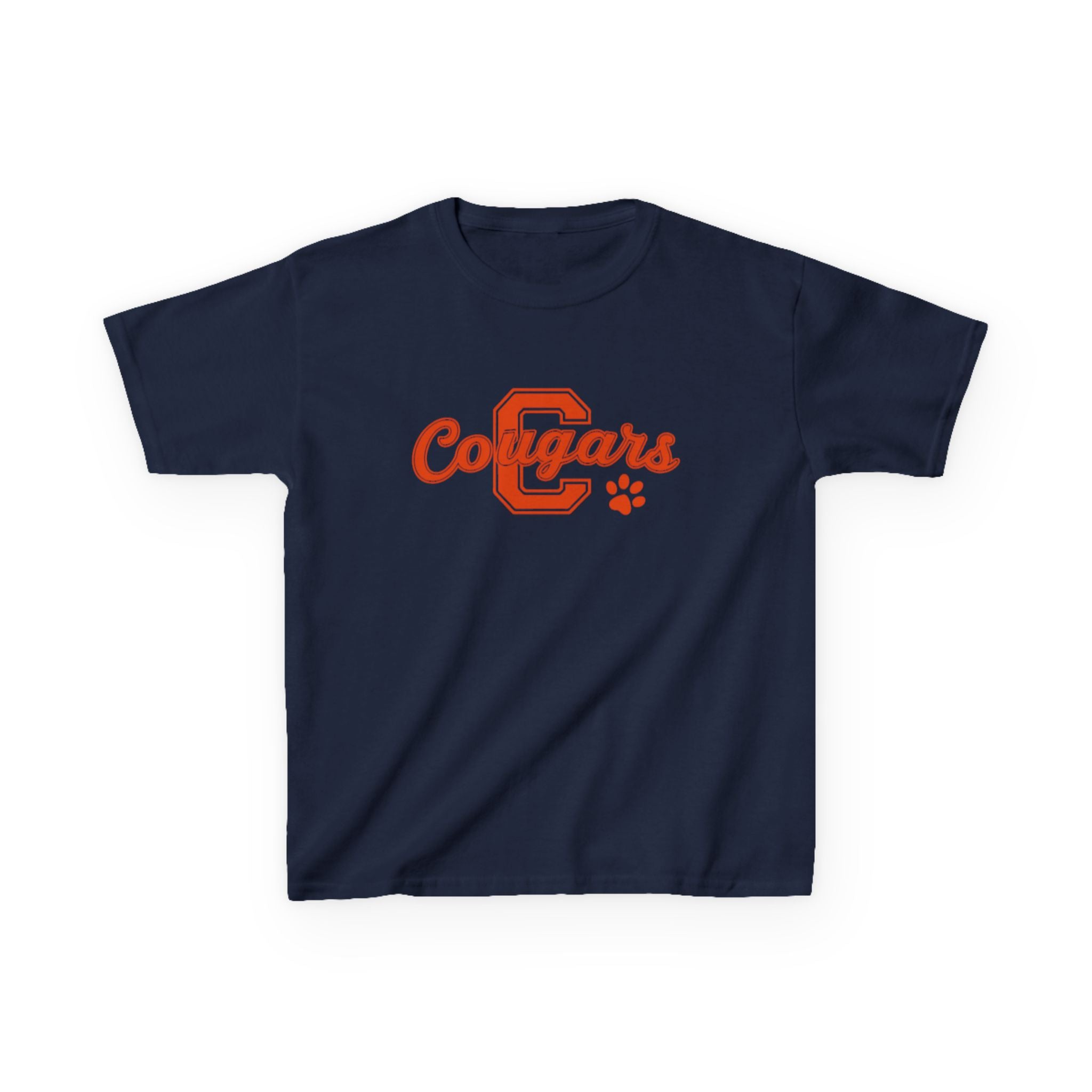Cougars Kids Tee — Retro Script School Mascot Shirt