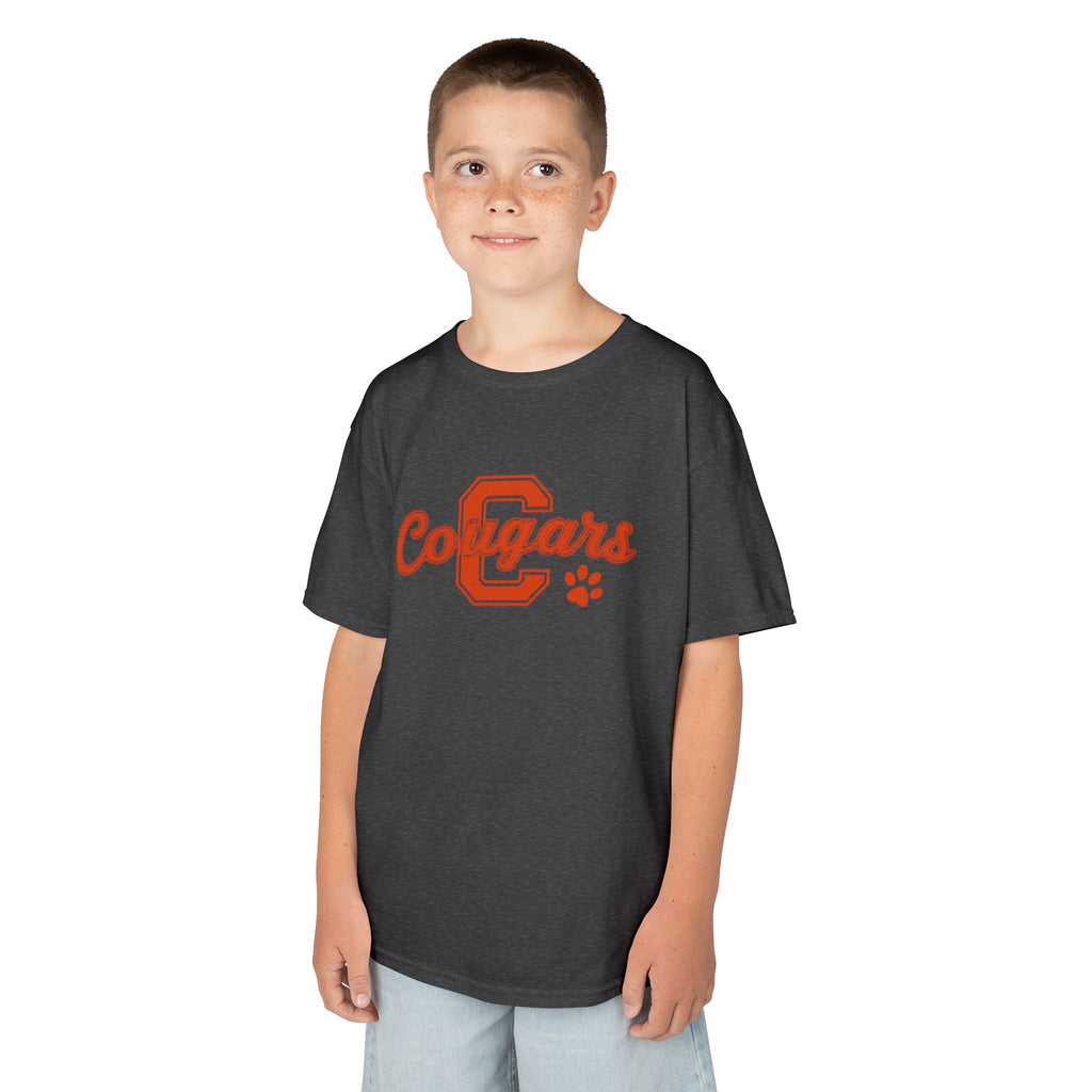 Cougars Kids Tee — Retro Script School Mascot Shirt