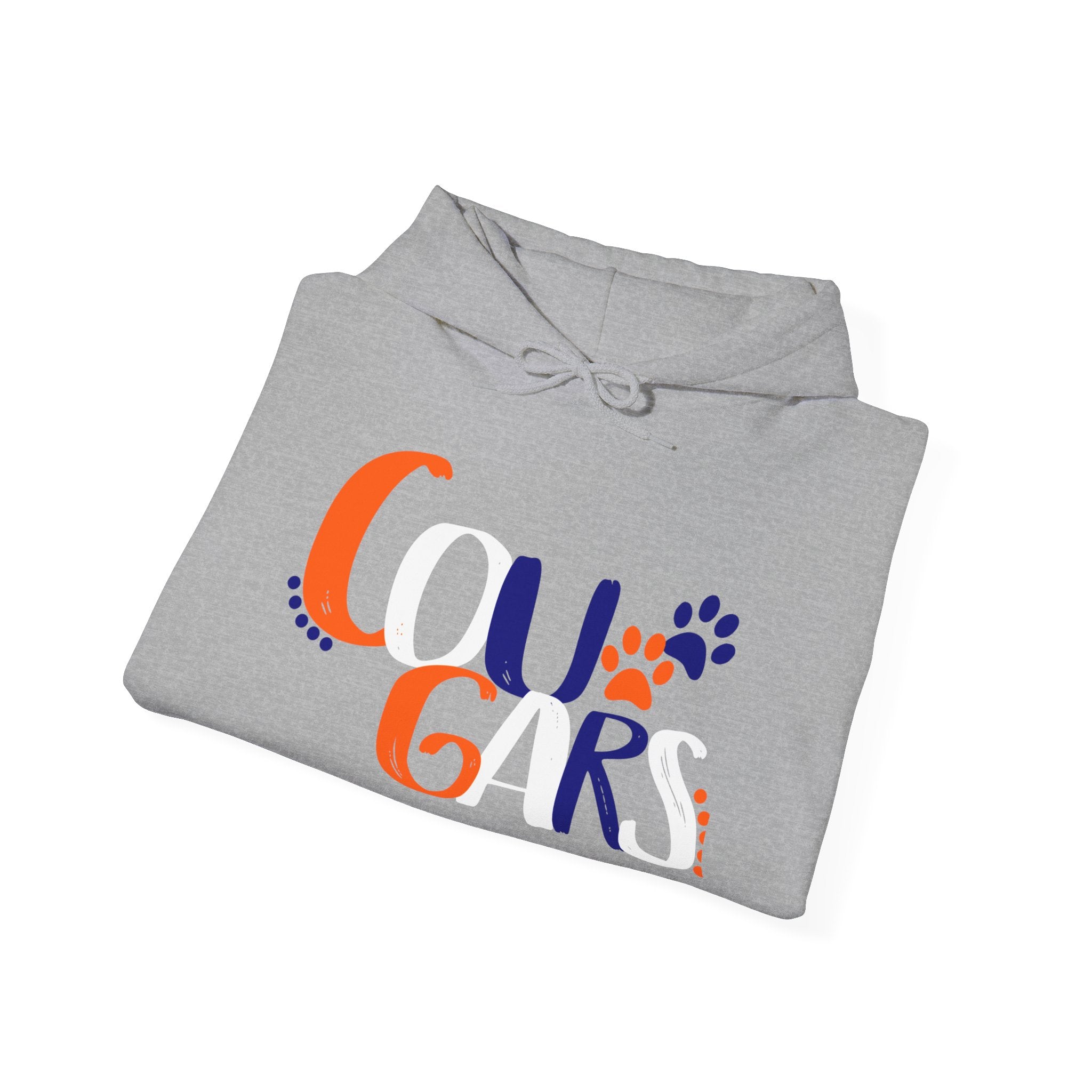 Cougars Retro Paw Hoodie — Vintage Script College Team Sweatshirt