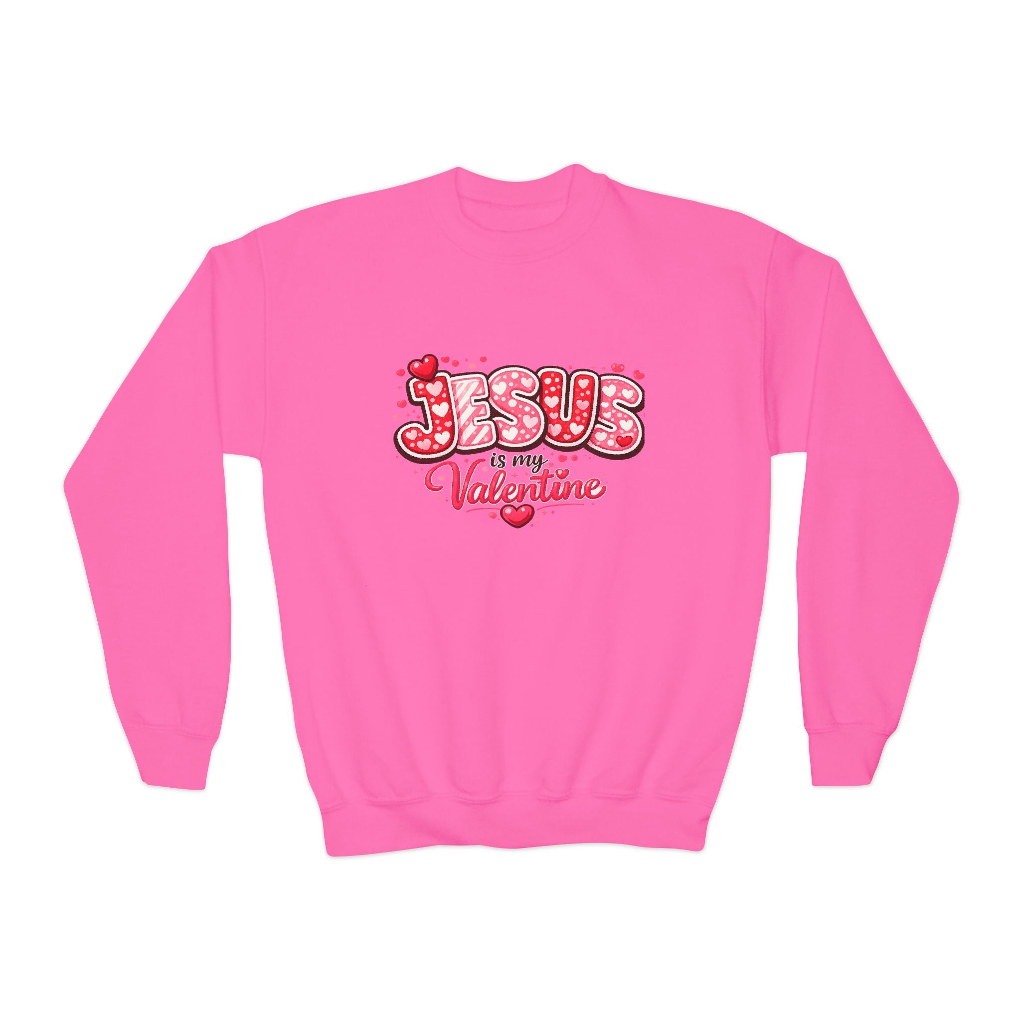 Youth Sweatshirt - "Jesus is My Valentine" Cute Kids Christian Valentine Crewneck