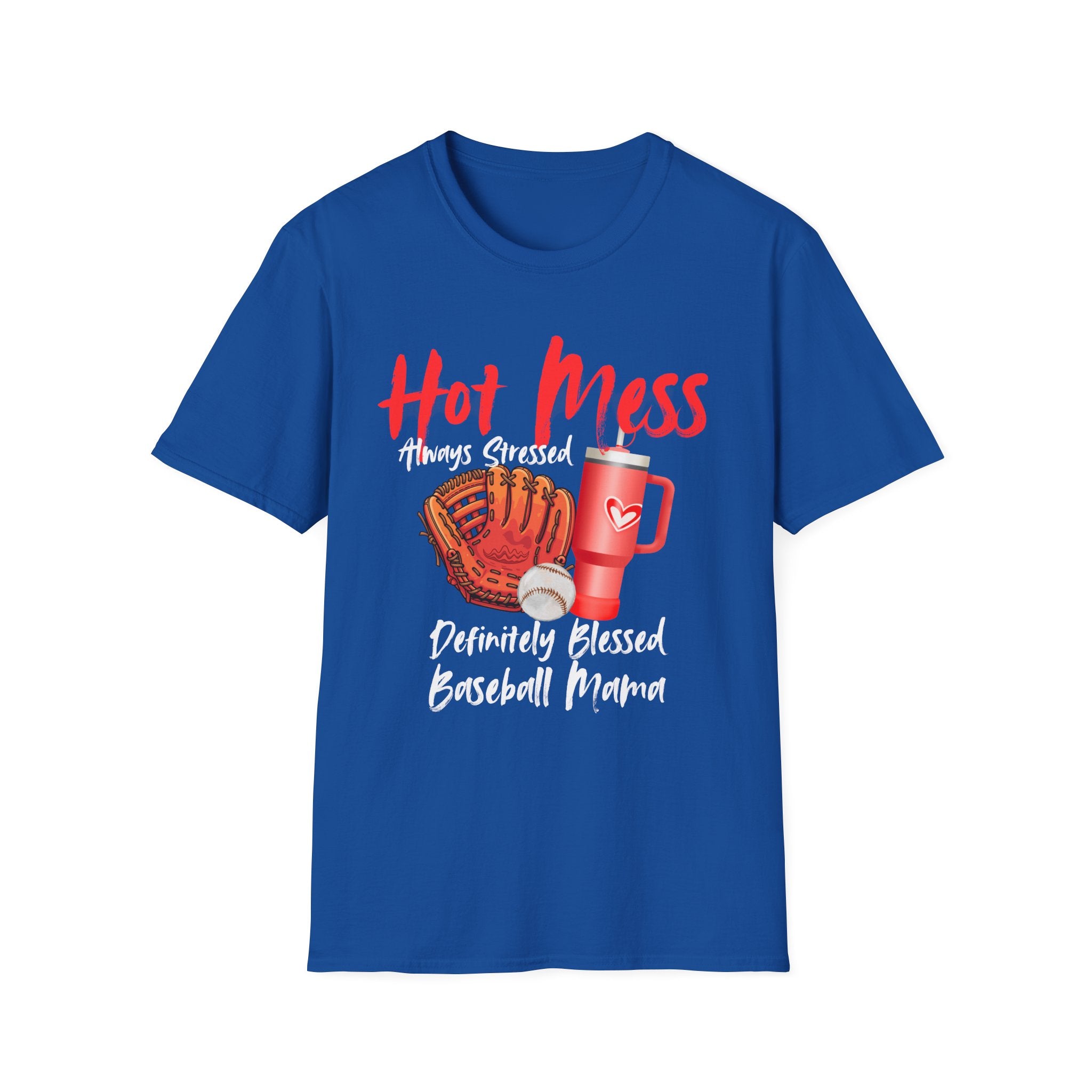 Hot Mess Baseball Mama T-Shirt — “Hot Mess, Definitely Blessed” Graphic Tee